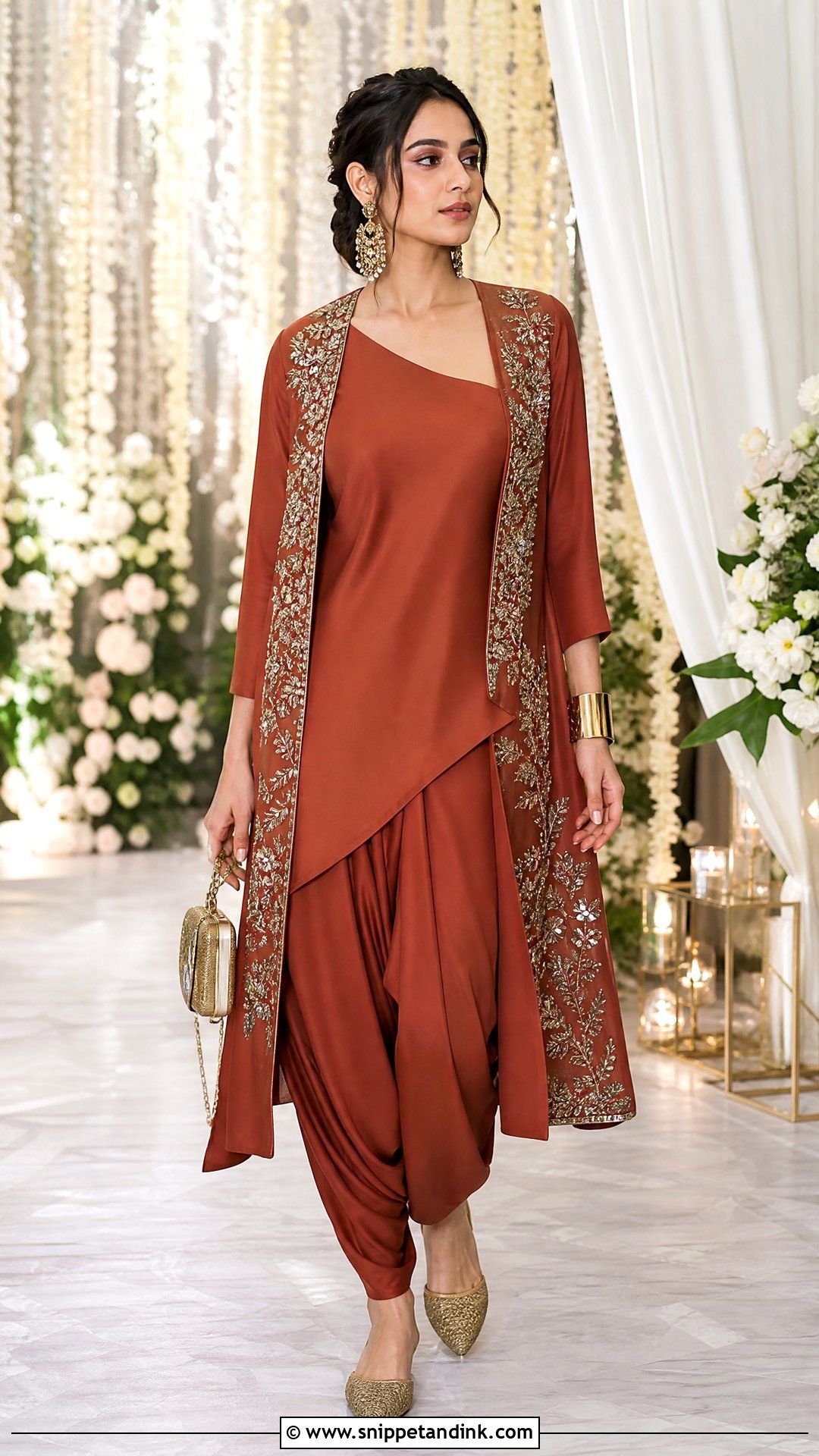 Dhoti Pant Dress With Asymmetric Shrug - Snippet and Ink - 20 Shrug Dresses Indian Wedding