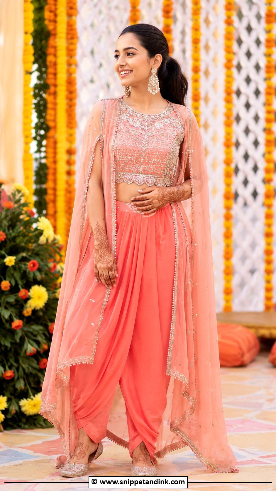 Dhoti Pant Outfit For Mehandi Bride - Snippet and Ink - 30 Mehandi Outfits Brides