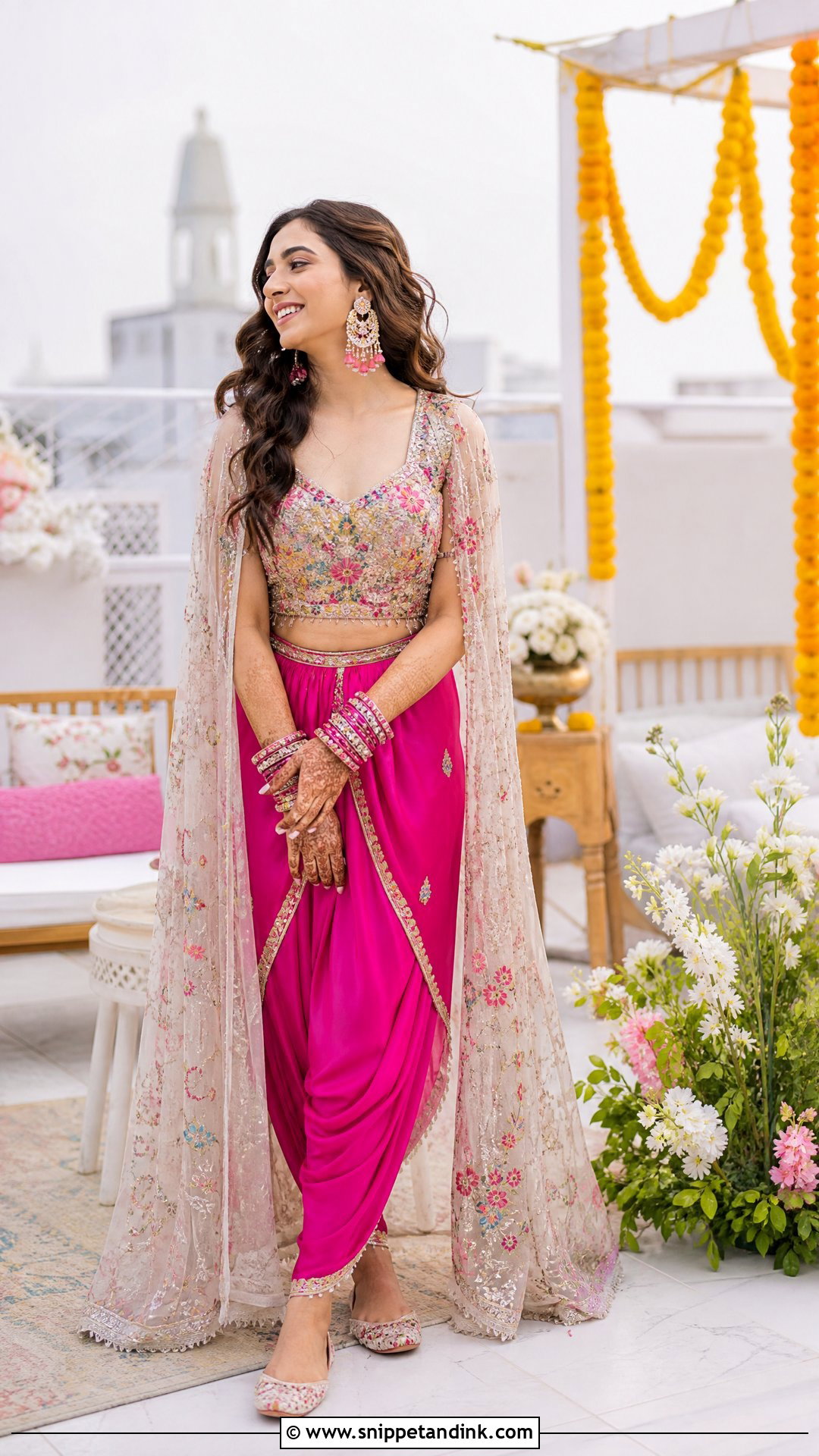 Dhoti Pant Set For Mehendi Bride - Snippet and Ink - 25 Simple Mehendi Outfits for Bride