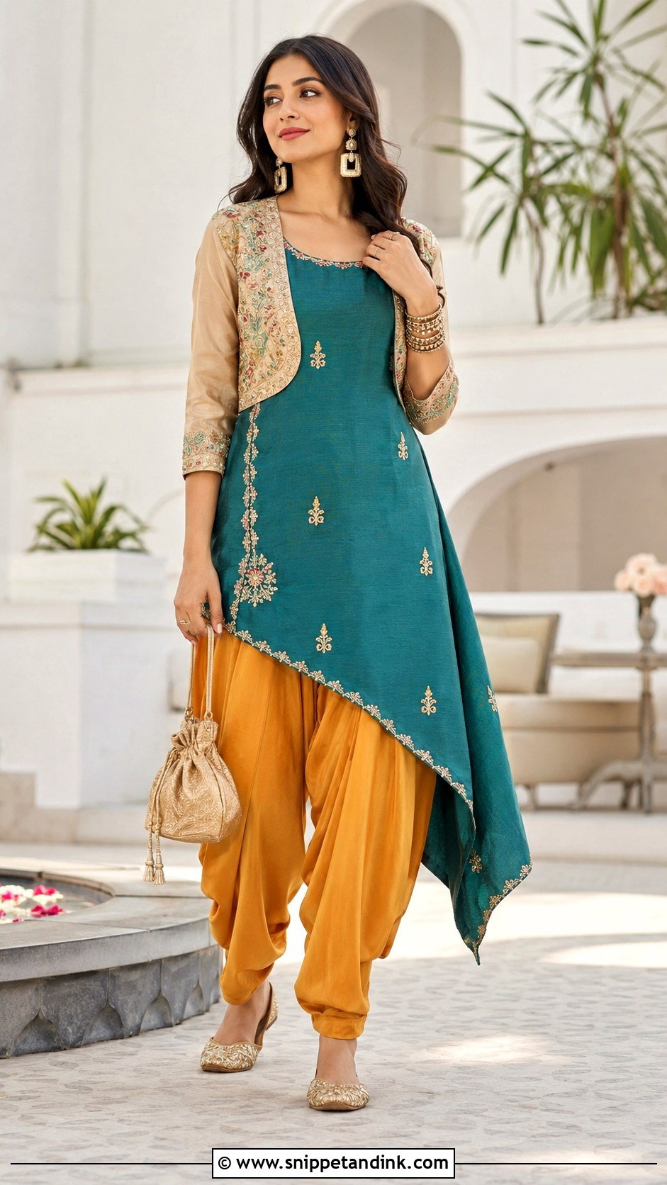 Dhoti Pants And Asymmetrical Kurta - Snippet and Ink - 20 Indian Wedding Ethnic Dresses Ideas