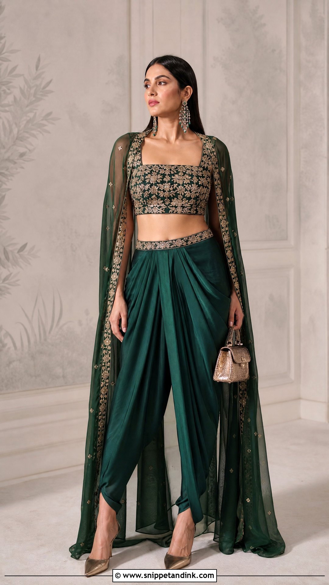 Dhoti Pants And Crop Top For Marriage Function - Snippet and Ink - 25 Marriage Function Dress Ideas