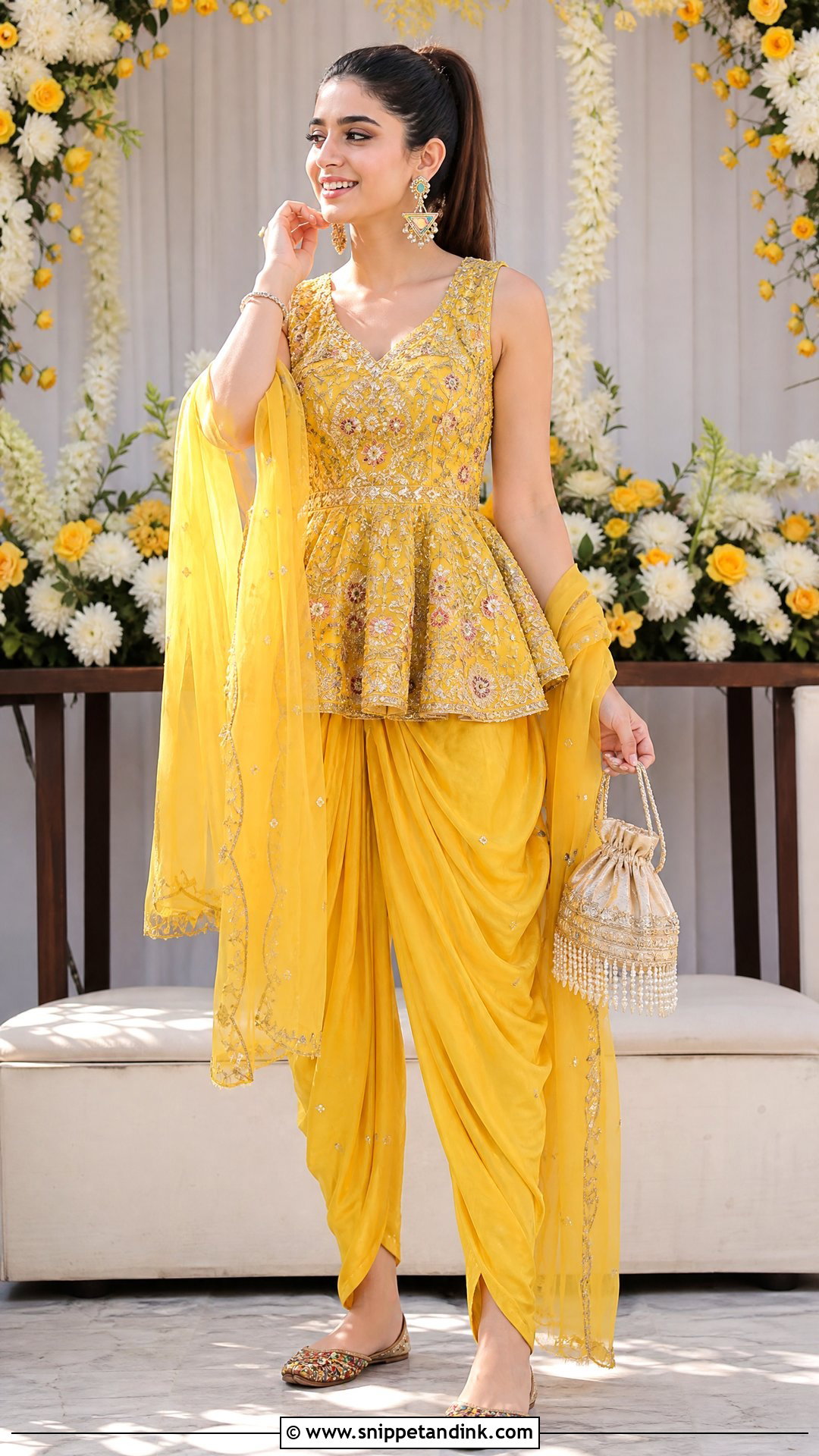 Dhoti Pants Haldi Dress - Snippet and Ink - 20 Pakistani Haldi Dress Ideas