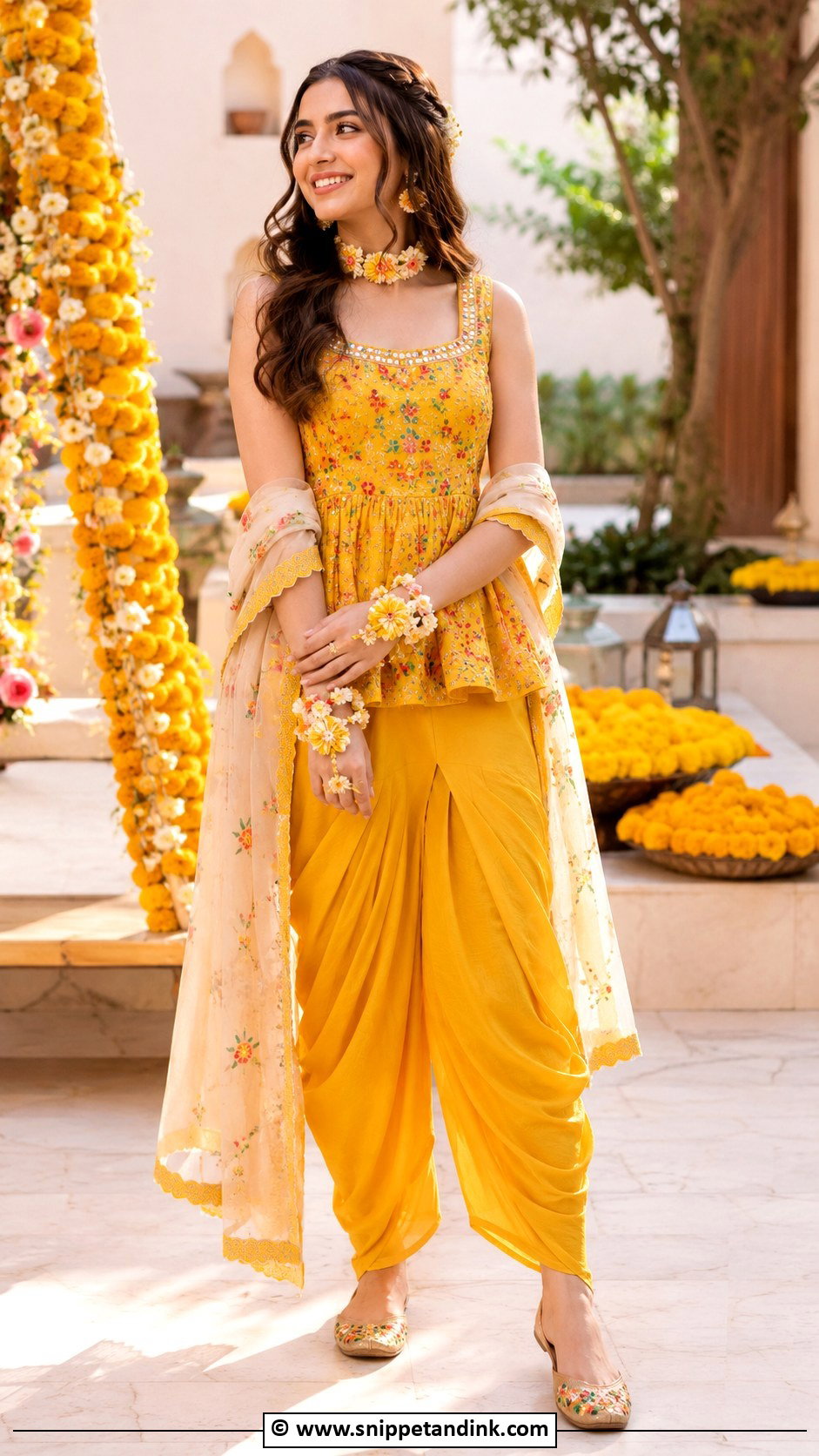 Dhoti Pants Haldi Outfit - Snippet and Ink - 30 Unique Haldi Ceremony Outfit for Bride Ideas