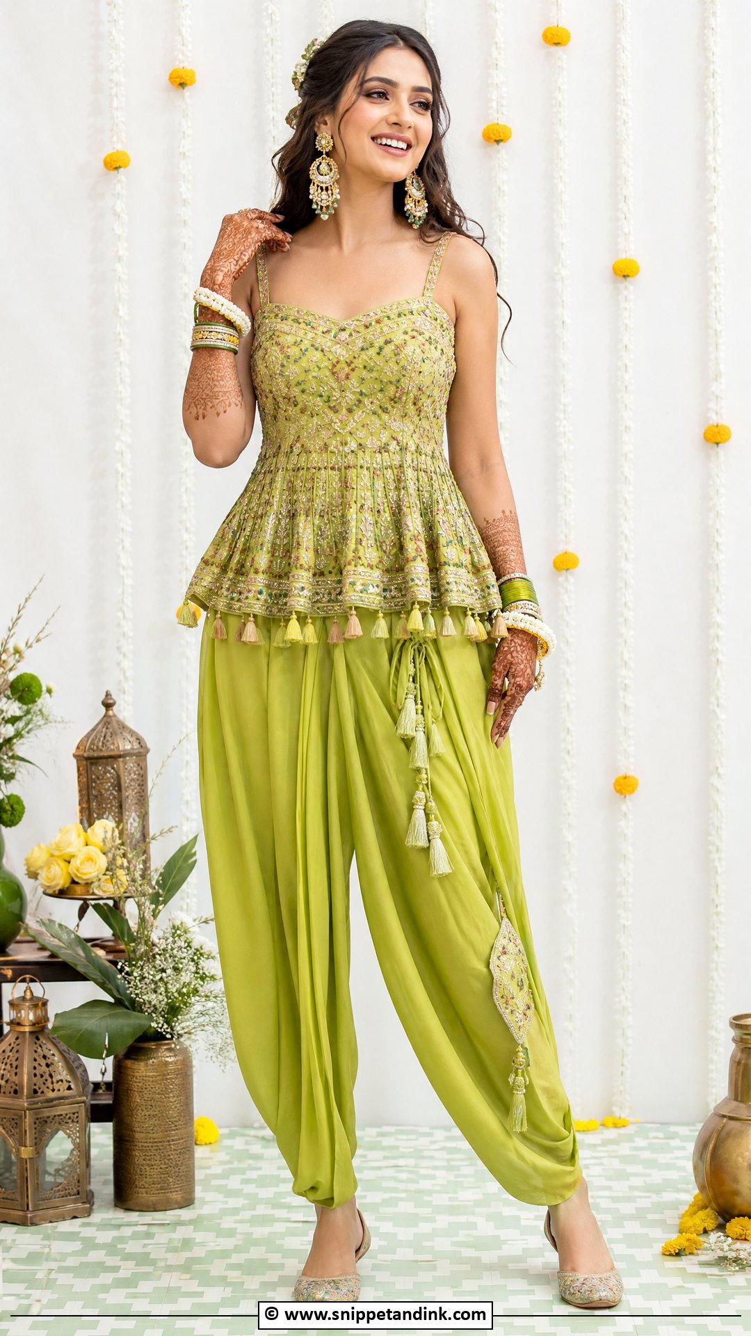 Dhoti Pants Mehendi Outfit - Snippet and Ink - 35 Mehendi Outfits for Bride