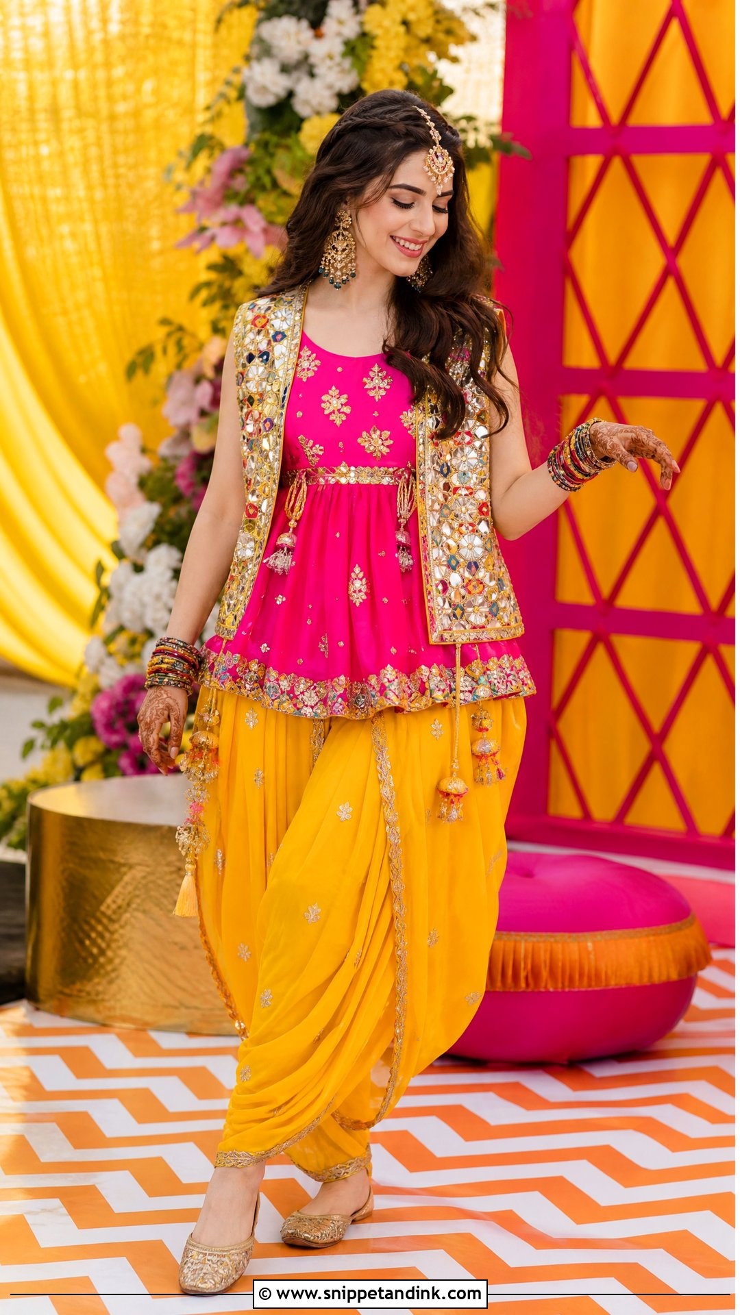 Dhoti Pants Mehndi Dress For Bride - Snippet and Ink - 25 Mehndi Dress for Bride Pakistani Bridal Ideas