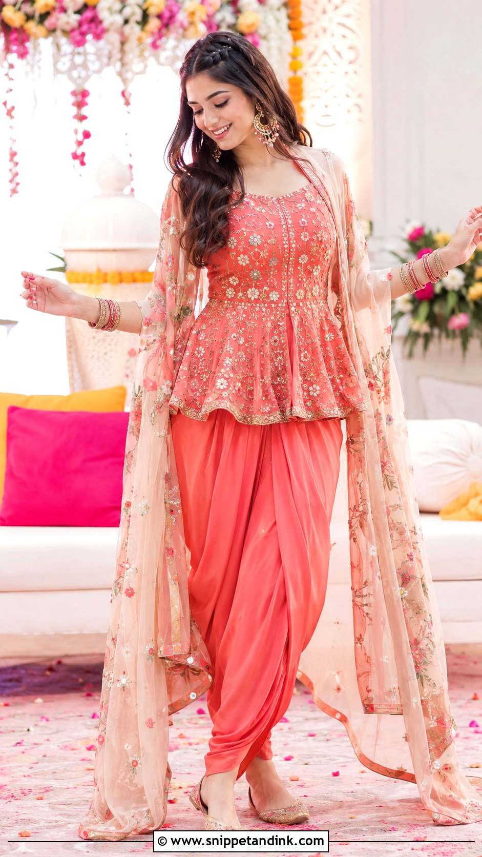 Dhoti Pants Set For Mehndi Ceremony - Snippet and Ink - 25 Mehndi Ceremony Outfit Ideas