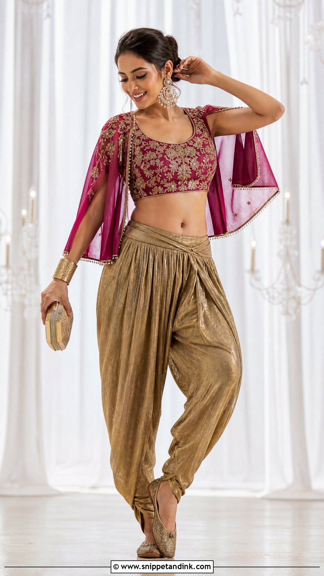 Dhoti Pants and Crop Top Sangeet Outfit - Snippet and Ink - 20 Sangeet Outfit for Sisters Wedding Ideas