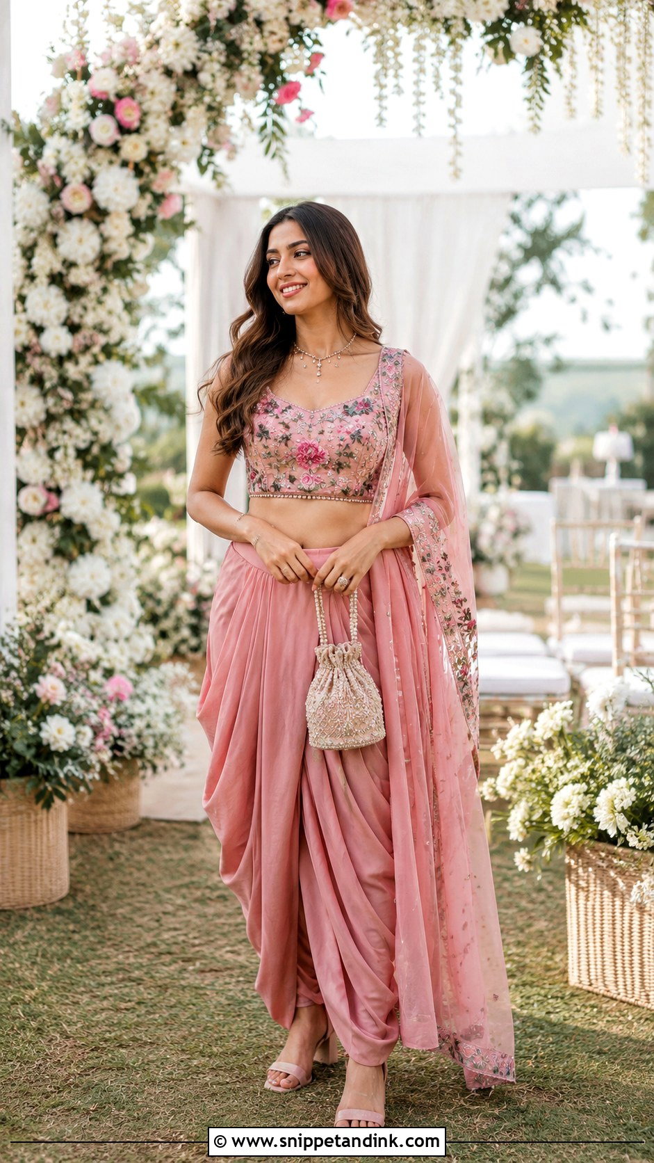Dhoti Skirt With Embroidered Blouse - Snippet and Ink - 20 Dhoti Style Dresses for Wedding