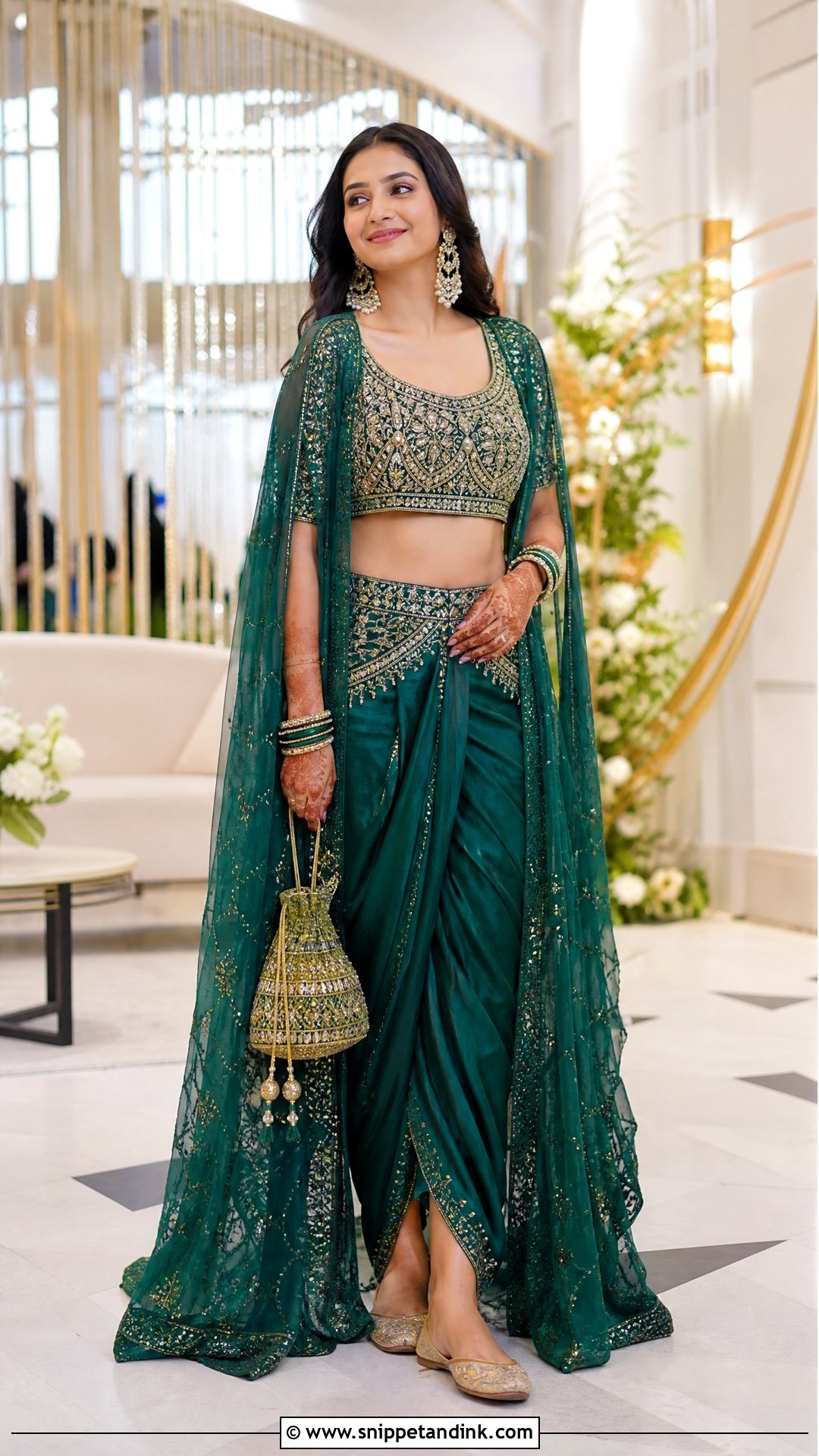 Dhoti Skirt and Crop Top for Sangeet Bride - Snippet and Ink - 20 Outfit for Sangeet Function for Bride Ideas