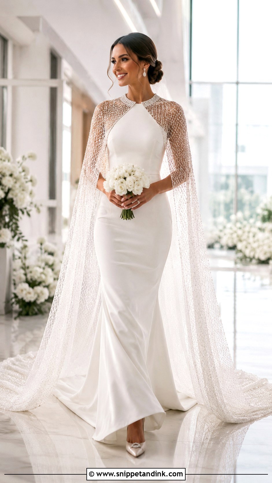 Diamond Cape Wedding Dress - Snippet and Ink - 20 Diamonds Wedding Dresses