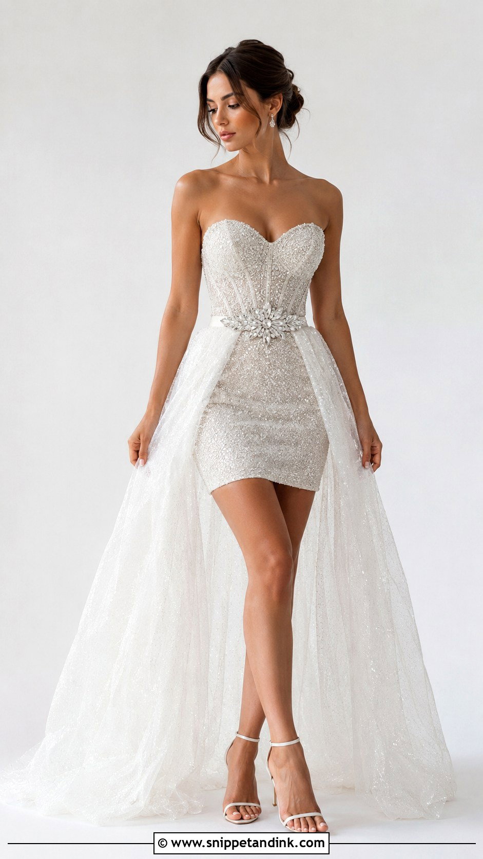 Diamond Detachable Skirt Wedding Dress - Snippet and Ink - 25 Diamond Wedding Dress Ideas