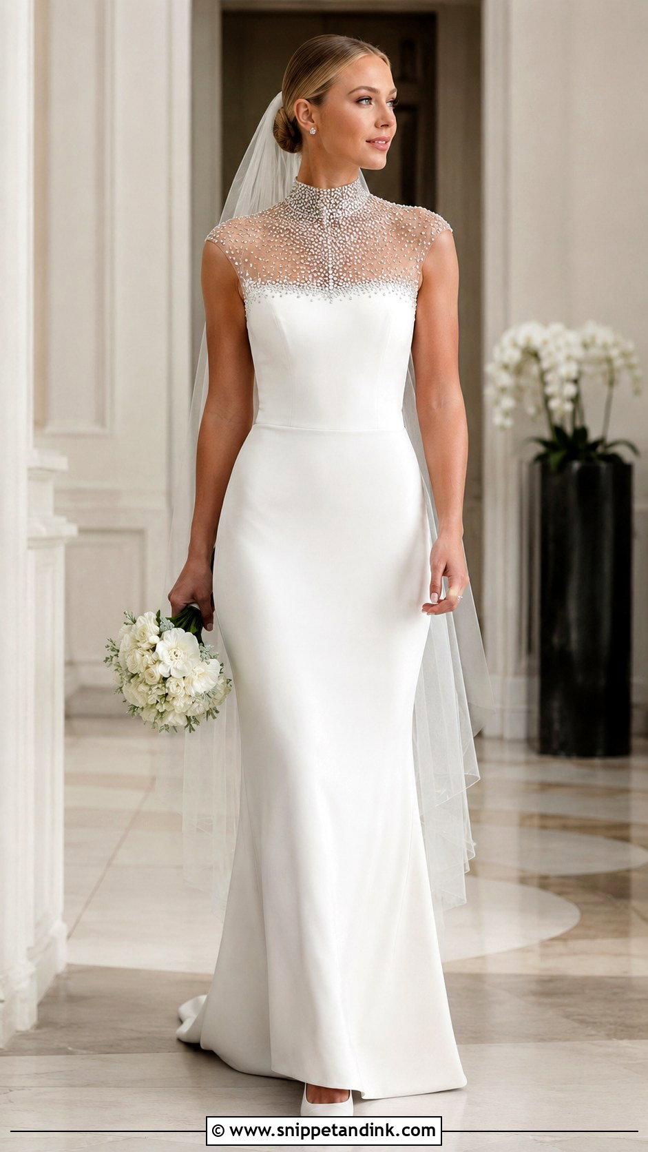 Diamond High Neck Wedding Dress - Snippet and Ink - 20 Diamonds Wedding Dresses