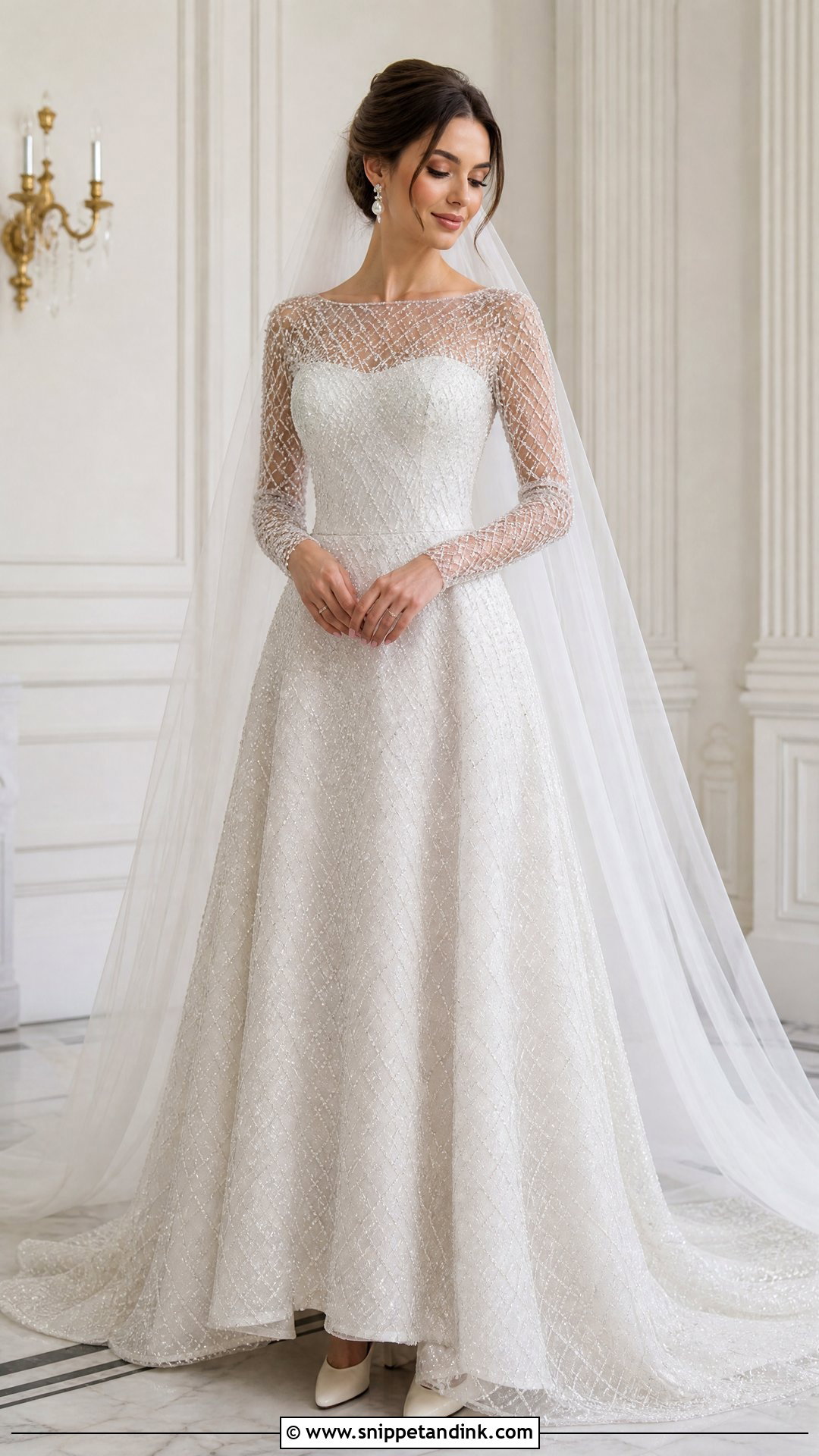Diamond Long Sleeve Wedding Dress - Snippet and Ink - 20 Wedding Dress Diamonds Ideas