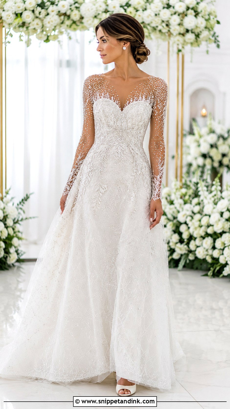 Diamond Long Sleeve Wedding Dress - Snippet and Ink - 25 Diamond Wedding Dress Ideas