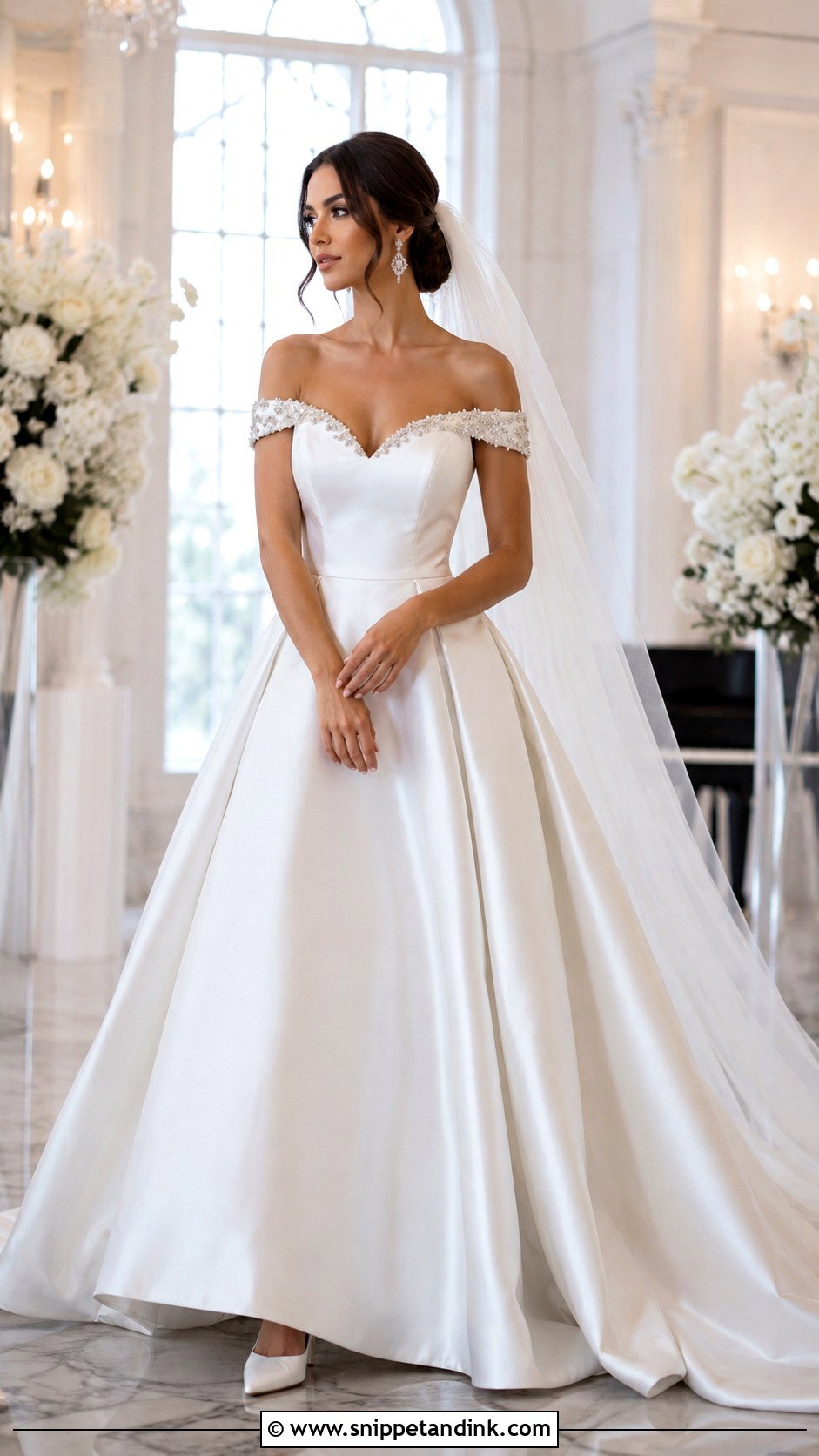 Diamond Off Shoulder Wedding Dress - Snippet and Ink - 25 Diamond Wedding Dress Ideas