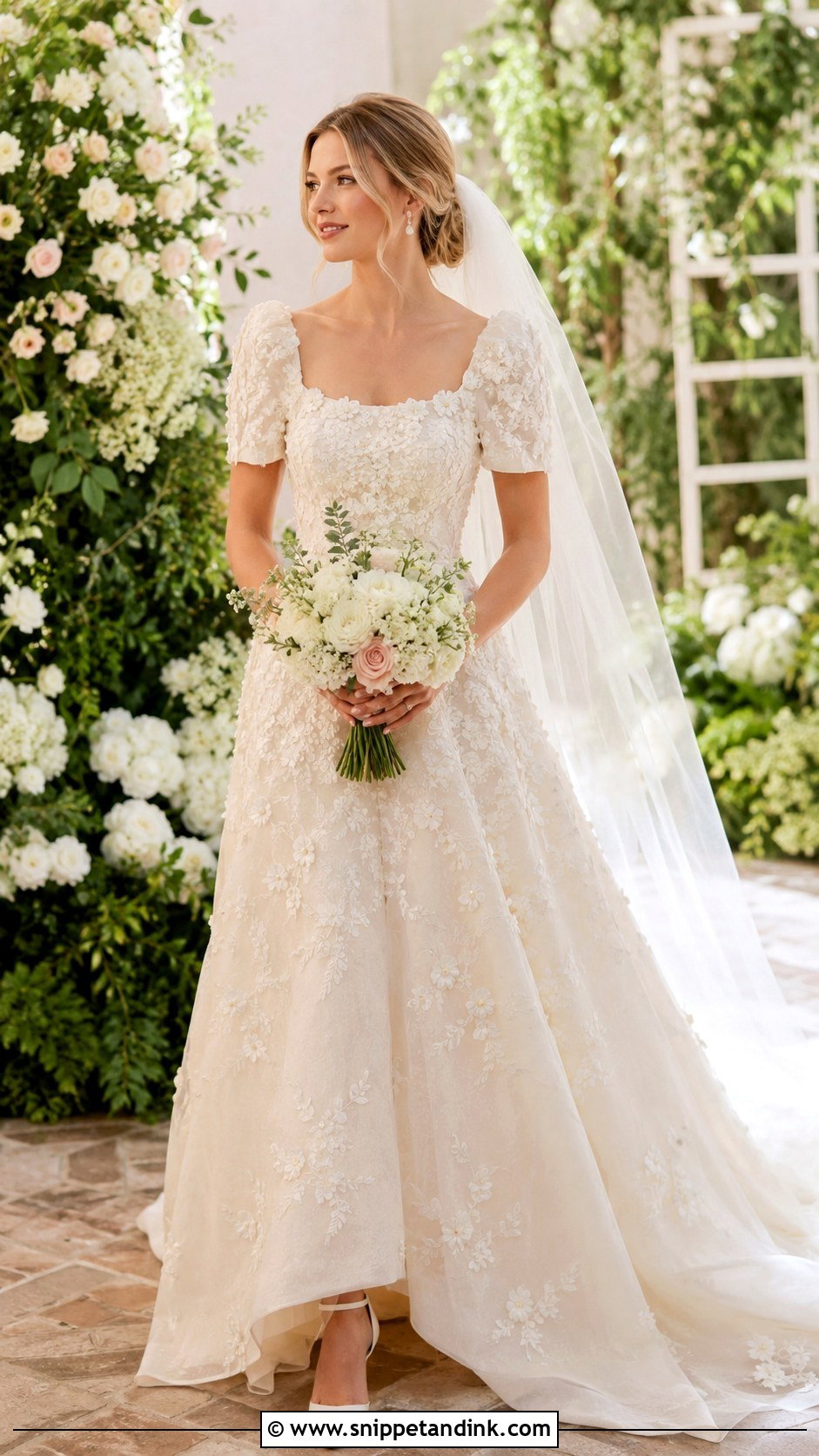 Diana Wedding Dress With Floral Applique - Snippet and Ink - 25 Diana Wedding Dress Ideas