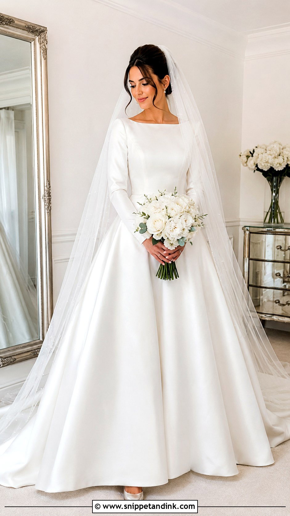 Diana Wedding Dress With Pearl Veil - Snippet and Ink - 25 Diana Wedding Dress Ideas