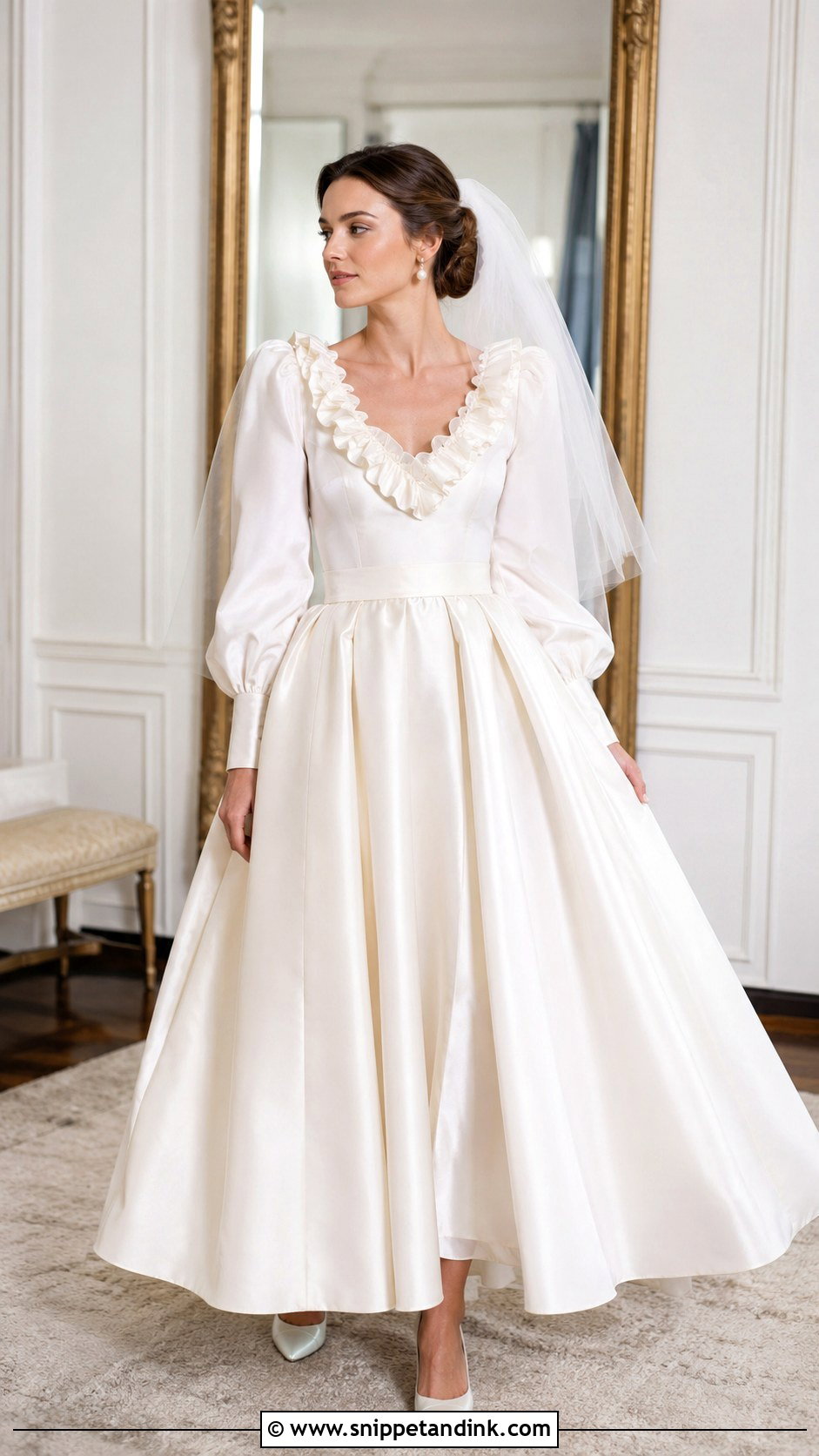 Diana Wedding Dress With Ruffle Neckline - Snippet and Ink - 25 Diana Wedding Dress Ideas