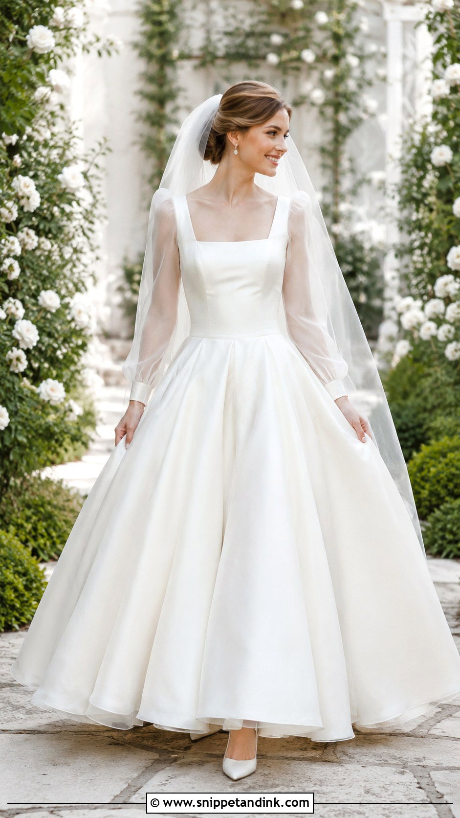 Diana Wedding Dress With Sheer Sleeves - Snippet and Ink - 25 Diana Wedding Dress Ideas