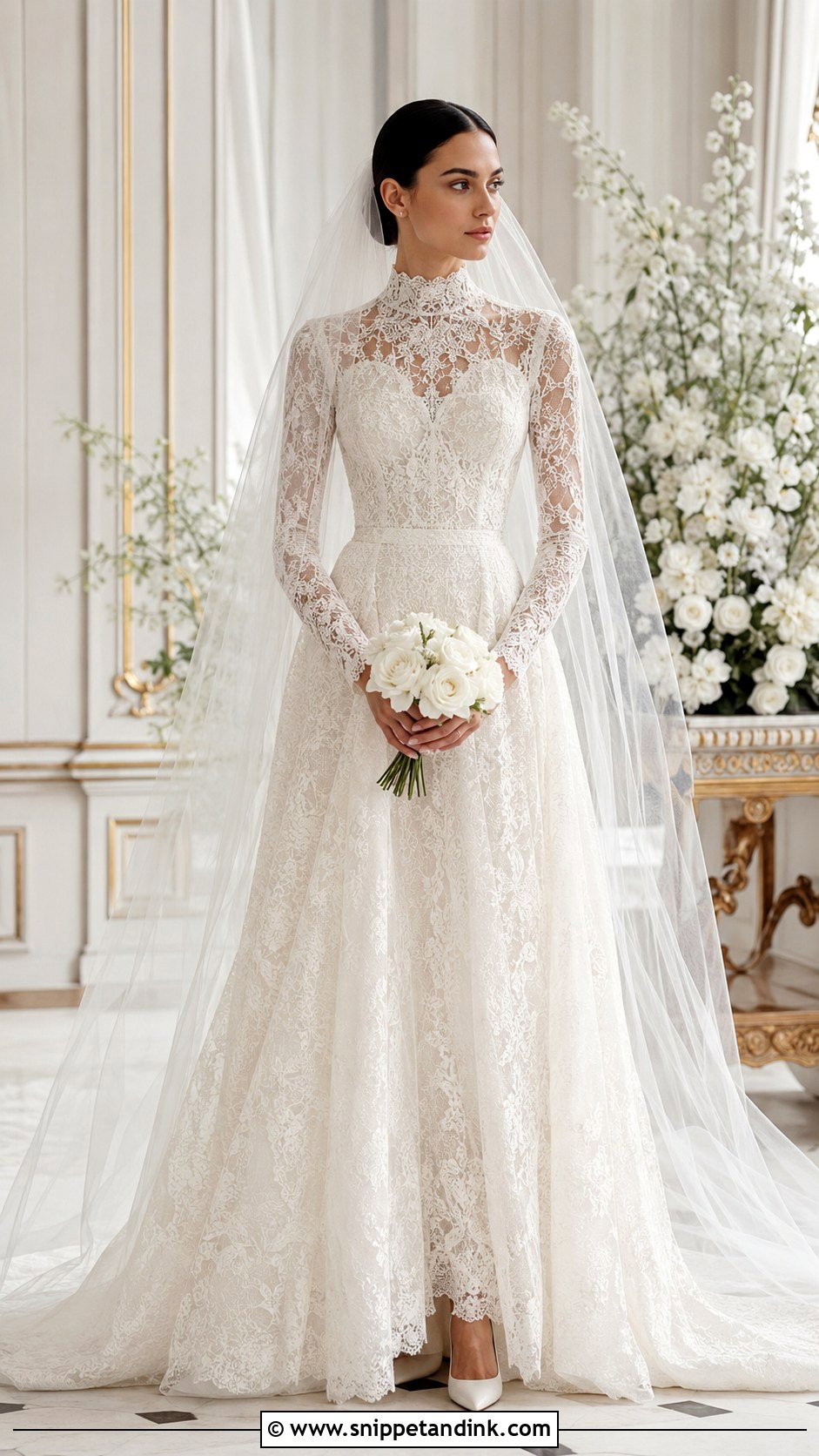 Dior High Neck Wedding Dress - Snippet and Ink - 25 Christian Dior Wedding Dress Ideas