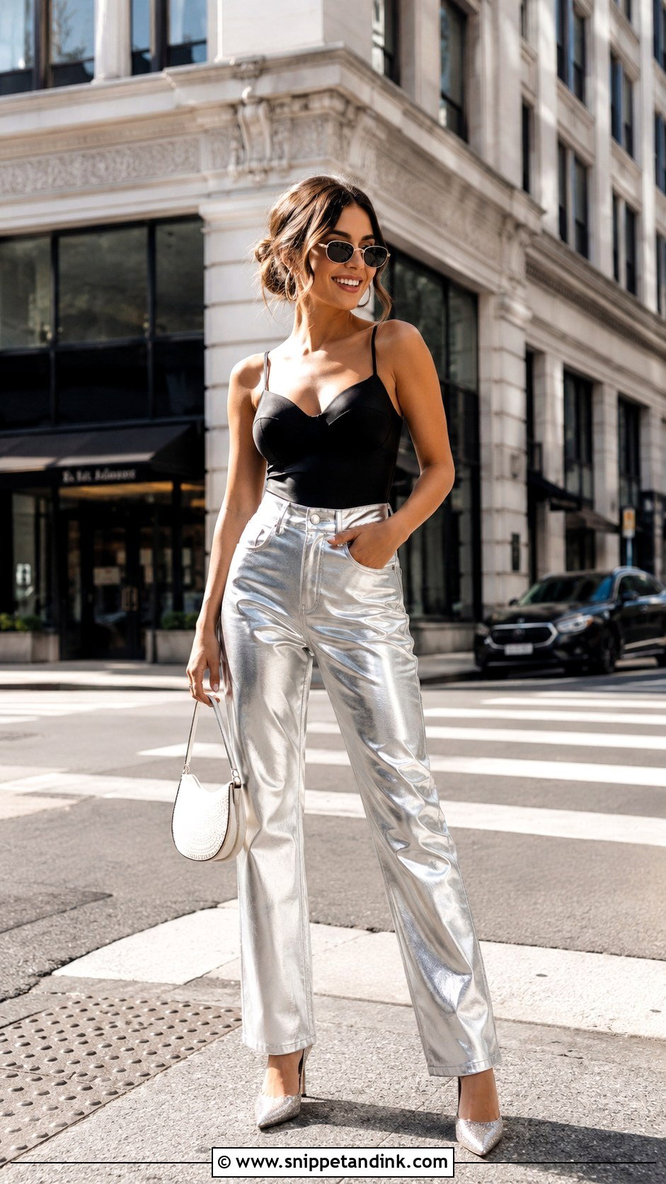 Disco Silver Pants Outfit - Snippet and Ink - 25 Disco Bachelorette Party Outfits