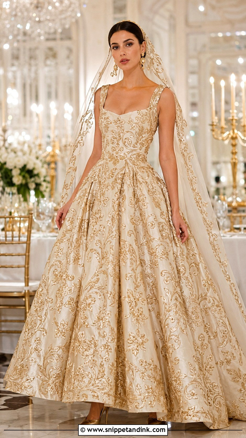 Dolce and Gabbana Gold Embroidered Wedding Dress - Snippet and Ink - 20 Dolce and Gabbana Wedding Dress Ideas