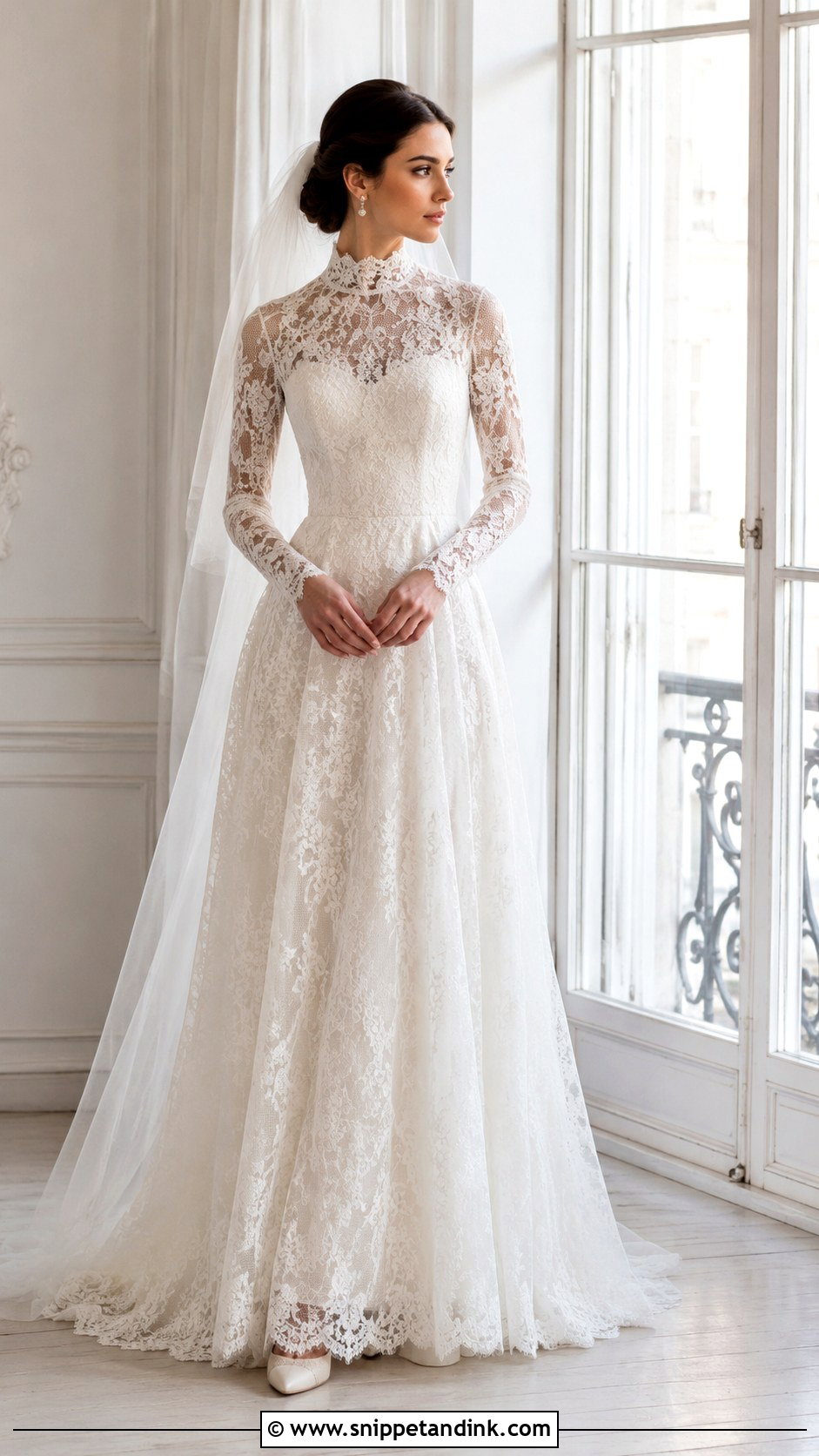 Dolce and Gabbana High Neck Lace Wedding Dress - Snippet and Ink - 20 Dolce and Gabbana Wedding Dress Ideas