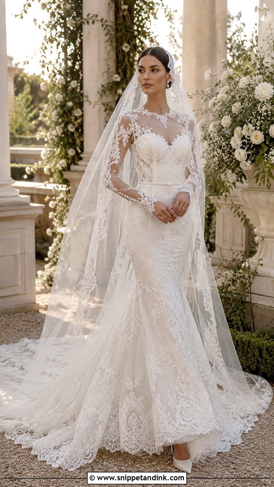 Dolce and Gabbana Long Sleeve Lace Fit and Flare Wedding Dress - Snippet and Ink - 20 Dolce and Gabbana Wedding Dress Ideas