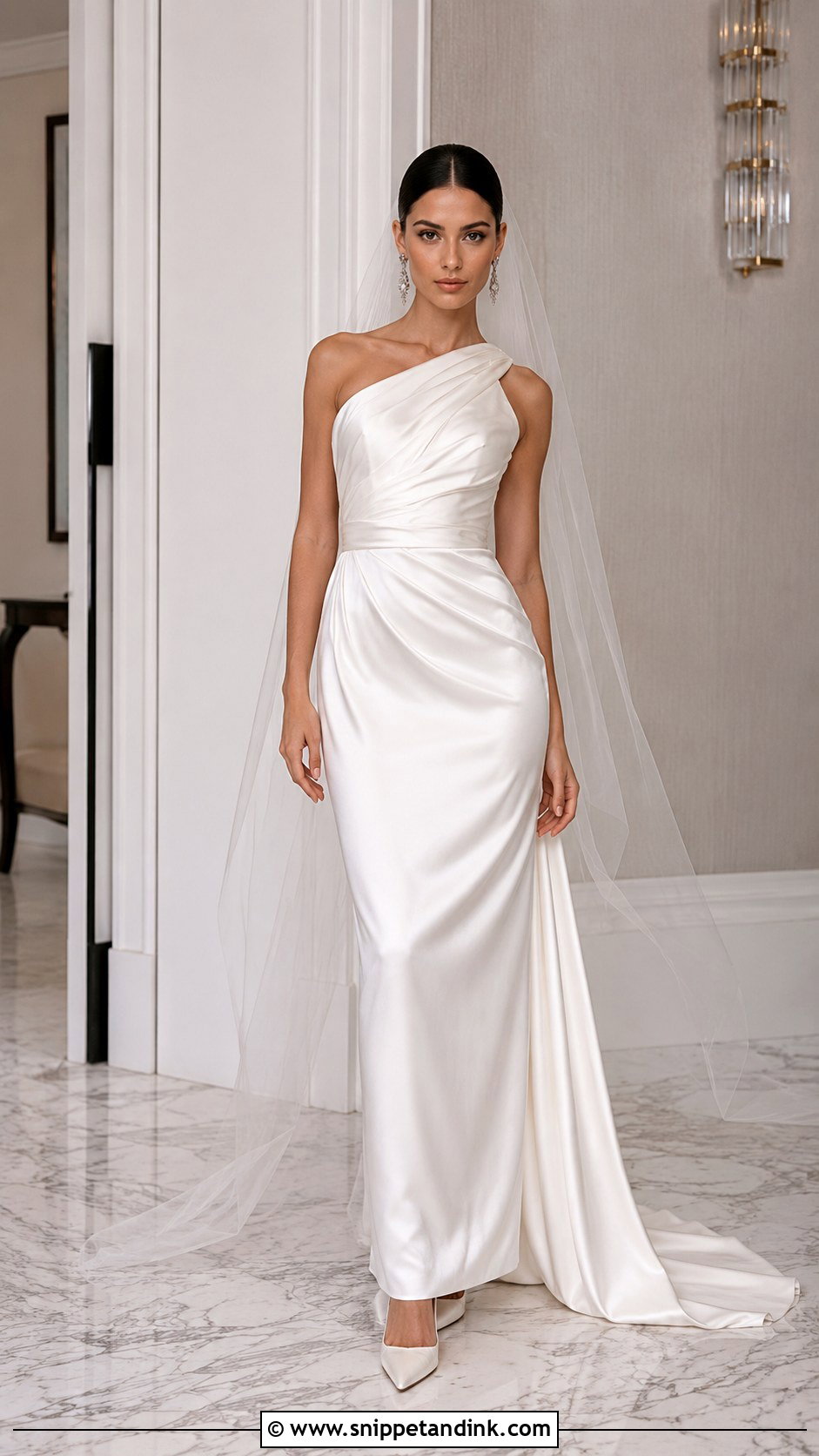 Dolce and Gabbana One Shoulder Satin Wedding Dress - Snippet and Ink - 20 Dolce and Gabbana Wedding Dress Ideas