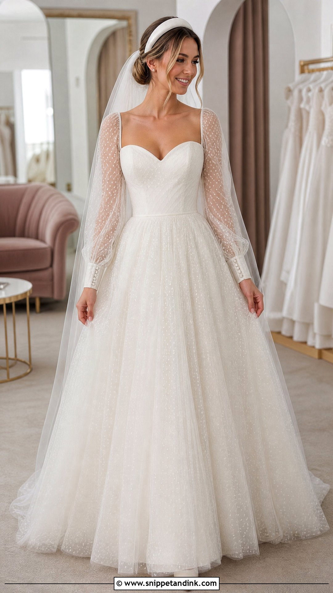 Dotted Tulle Sleeve Wedding Dress - Snippet and Ink - 20 Wedding Dress Tulle Sleeves