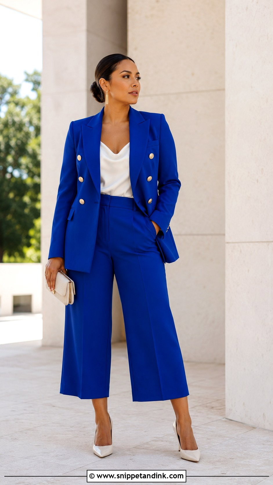Double Breasted Blazer With Culottes - Snippet and Ink - 20 Blazer for Wedding Ideas