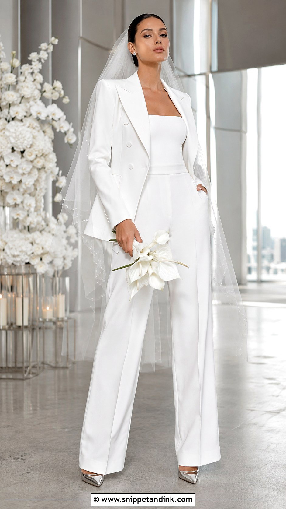 Double Breasted Bridal Pant Suit - Snippet and Ink - 20 Bridal Pant Suit Ideas