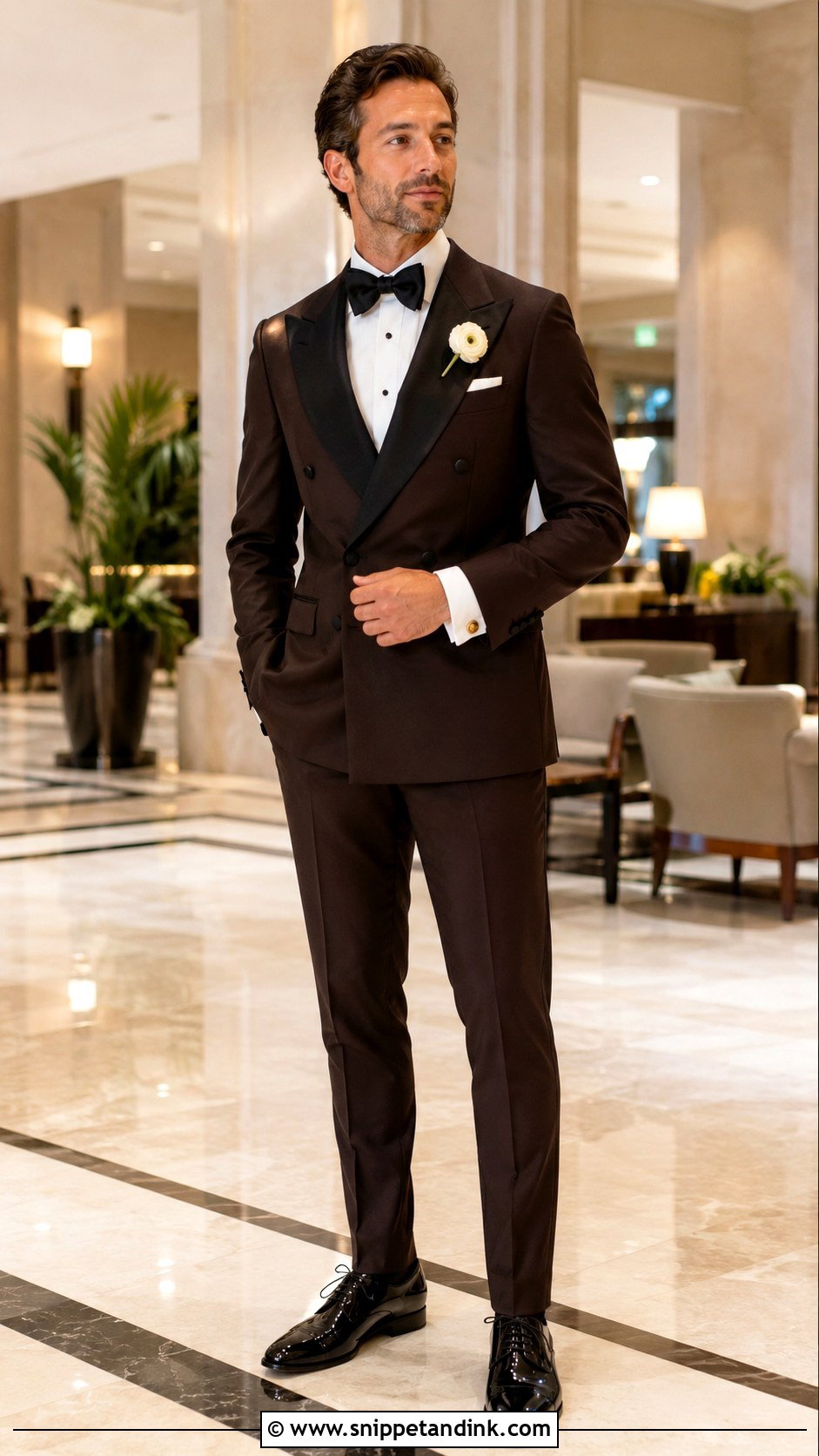 Double Breasted Dark Brown Tuxedo - Snippet and Ink - 20 Dark Brown Tuxedo Wedding Ideas