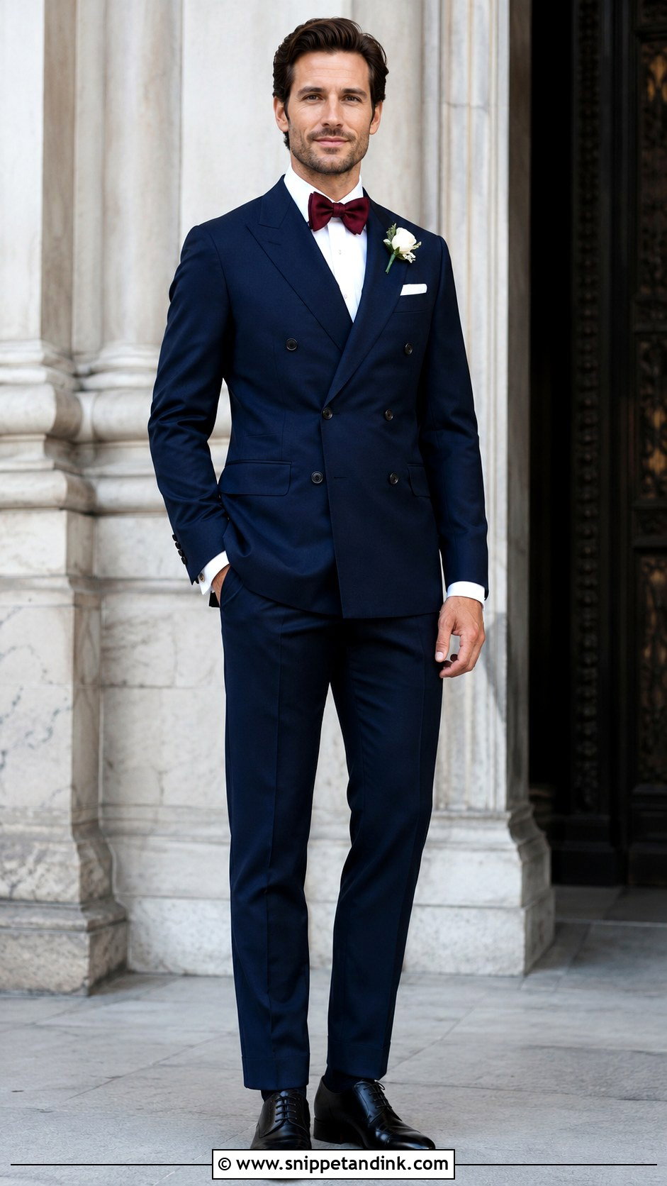 Double Breasted Suit With Bow Tie - Snippet and Ink - 20 Bow Tie Wedding Ideas