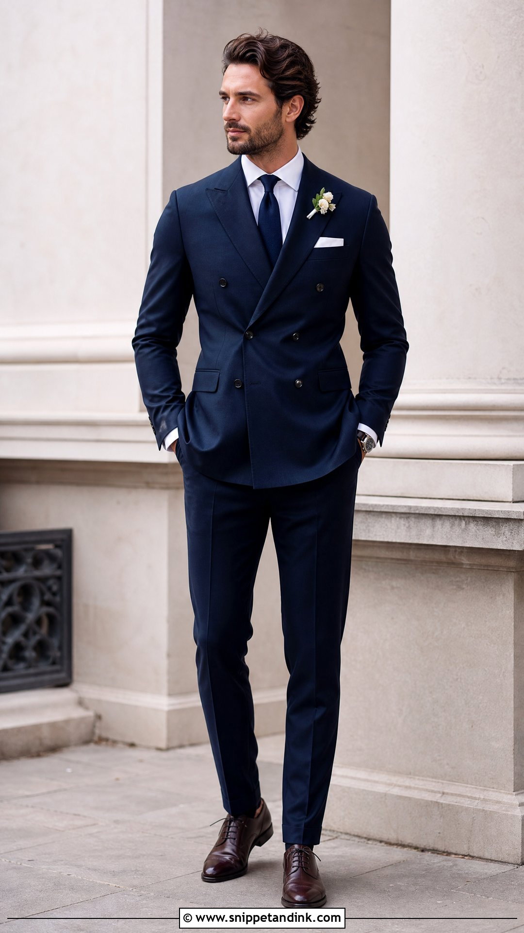 Double Breasted Suit With Tonal Wedding Tie - Snippet and Ink - 20 Wedding Tie Ideas