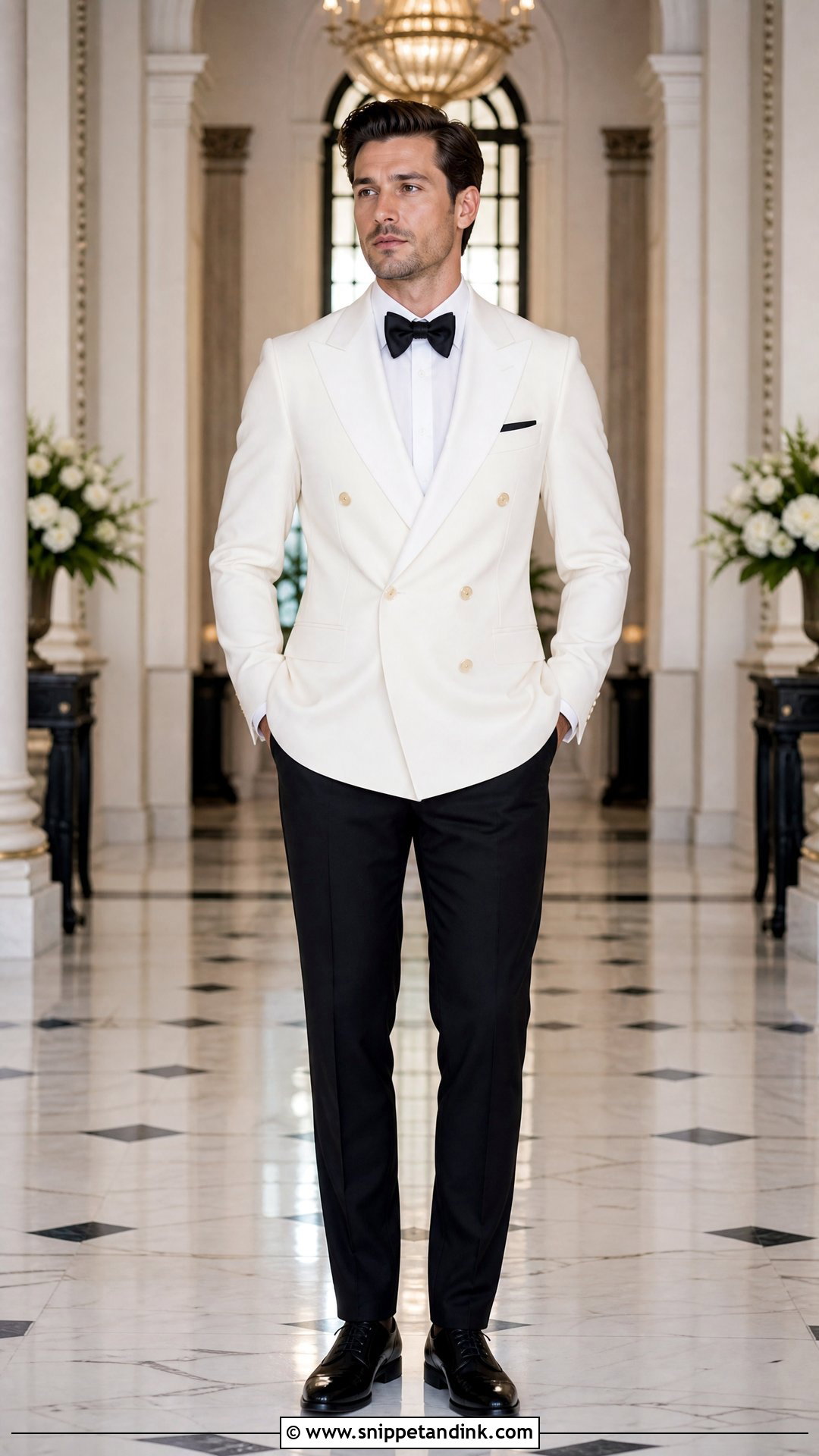 Double Breasted White Dinner Jacket Wedding Outfit - Snippet and Ink - 20 White Dinner Jacket Wedding Ideas