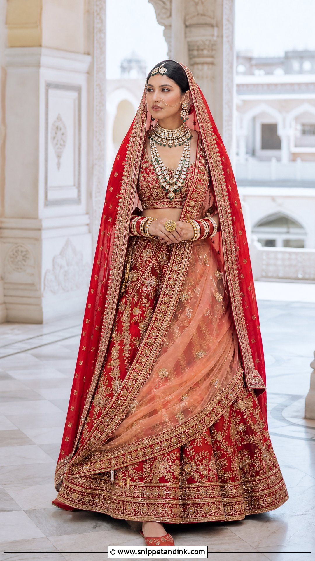 Double Dupatta Bridal Lehenga - Snippet and Ink - 20 Royal Indian Bride Outfit Ideas