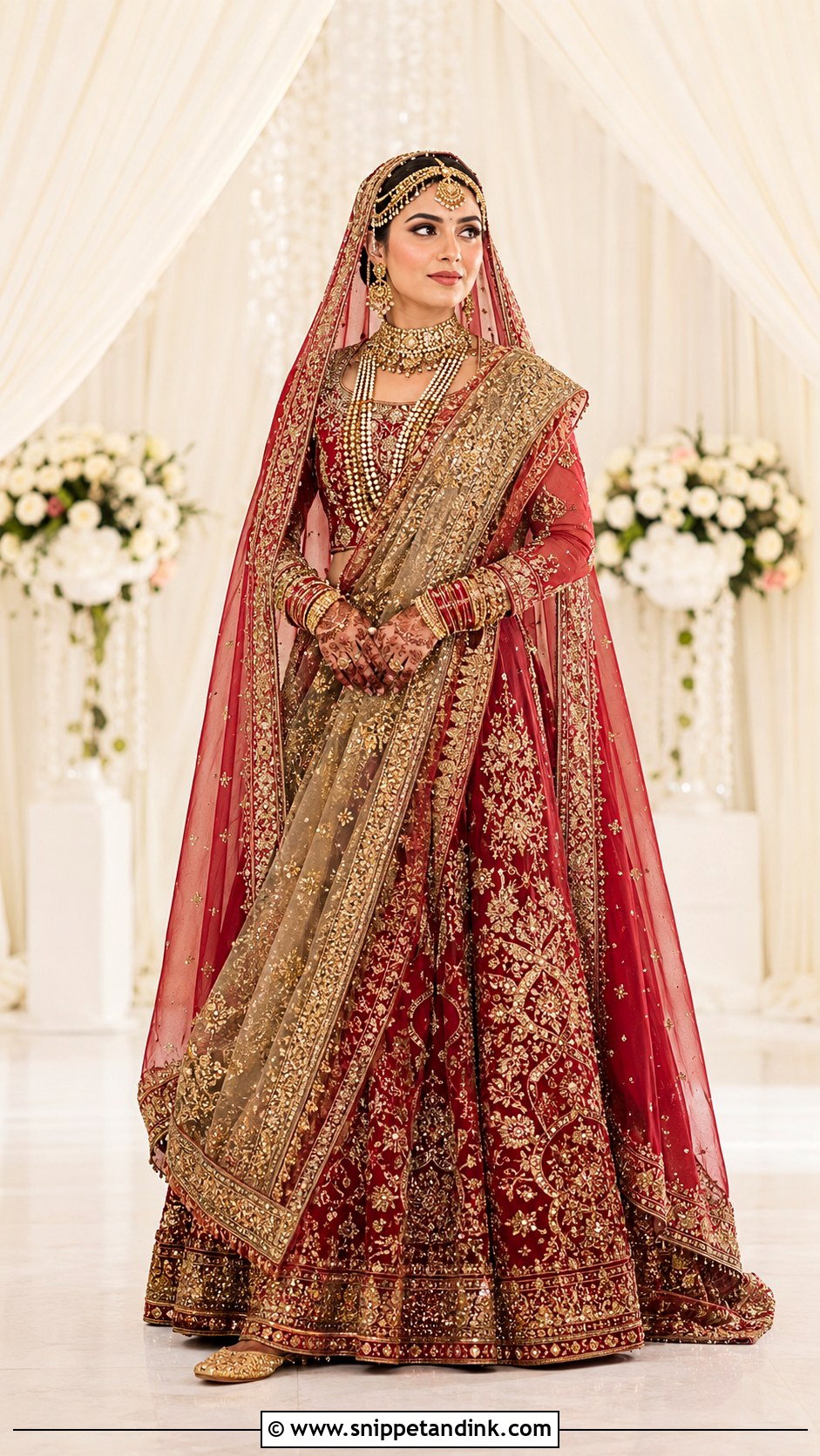 Double Dupatta Pakistani Bridal Barat Lehenga - Snippet and Ink - 20 Pakistani Bridal Barat Dresses
