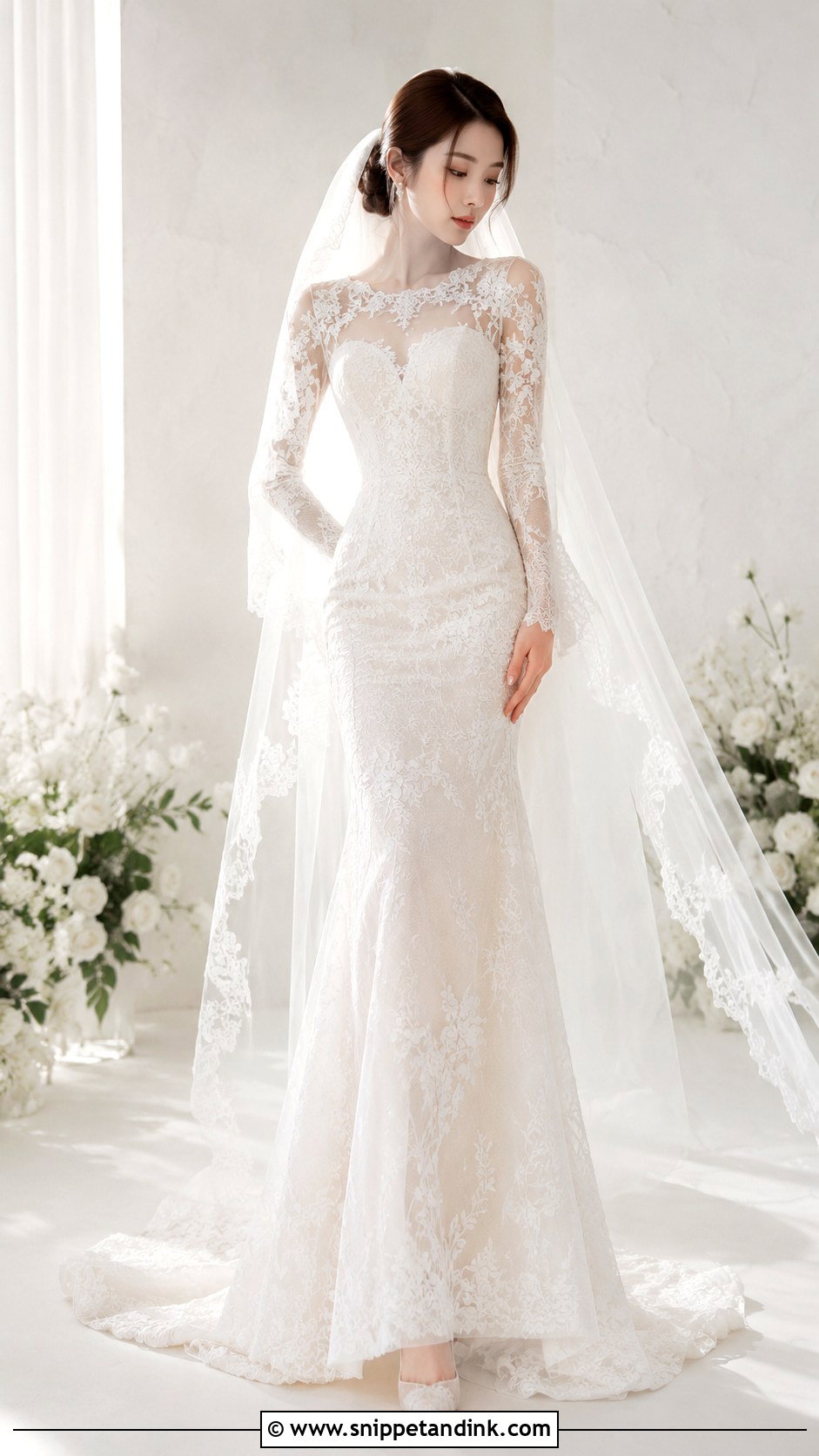 Douyin Lace Long Sleeve Wedding Dress - Snippet and Ink - 25 Douyin Wedding Dress Ideas