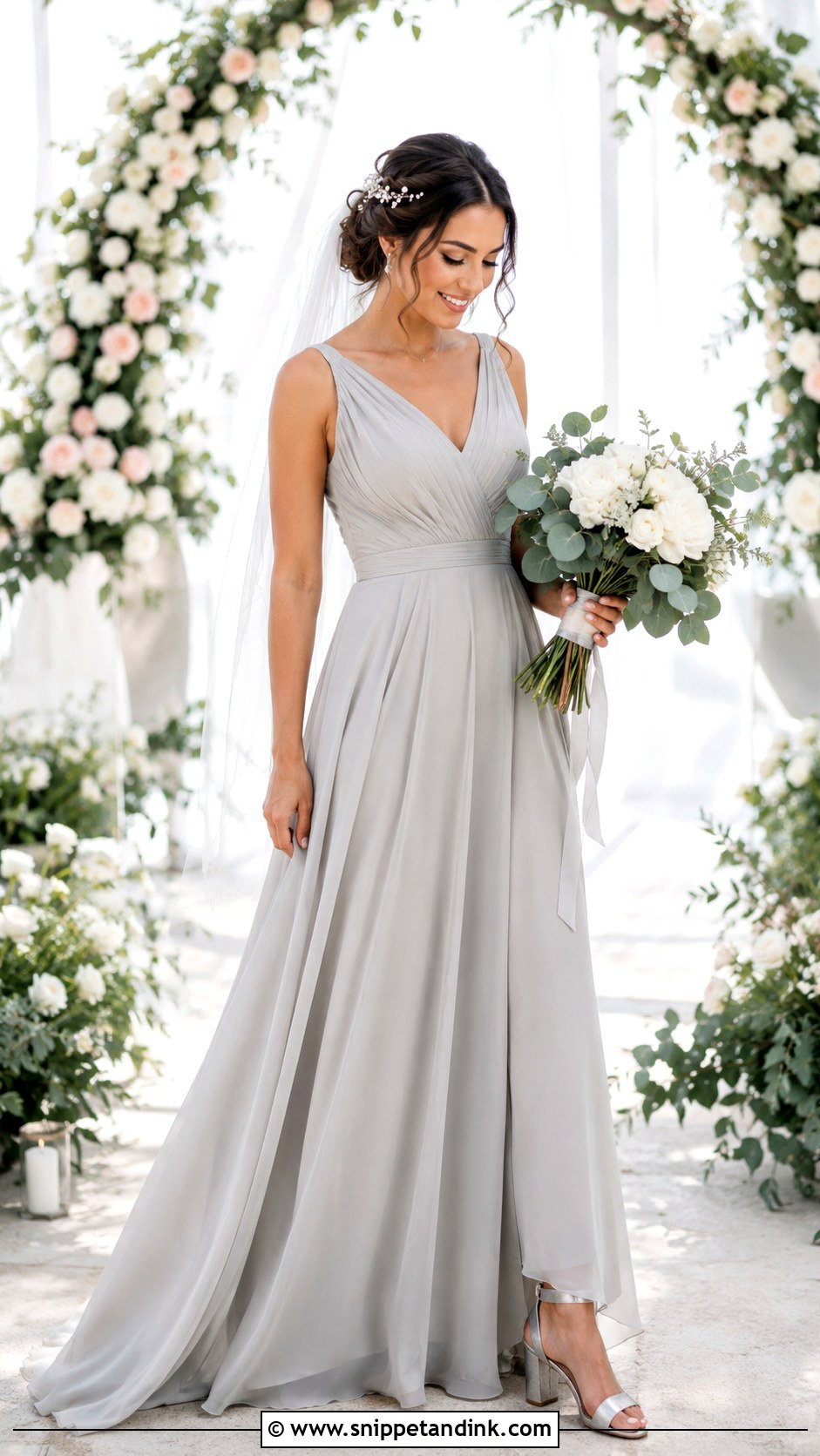 Dove Gray A Line Wedding Dress - Snippet and Ink - 25 Gray Wedding Dress Ideas