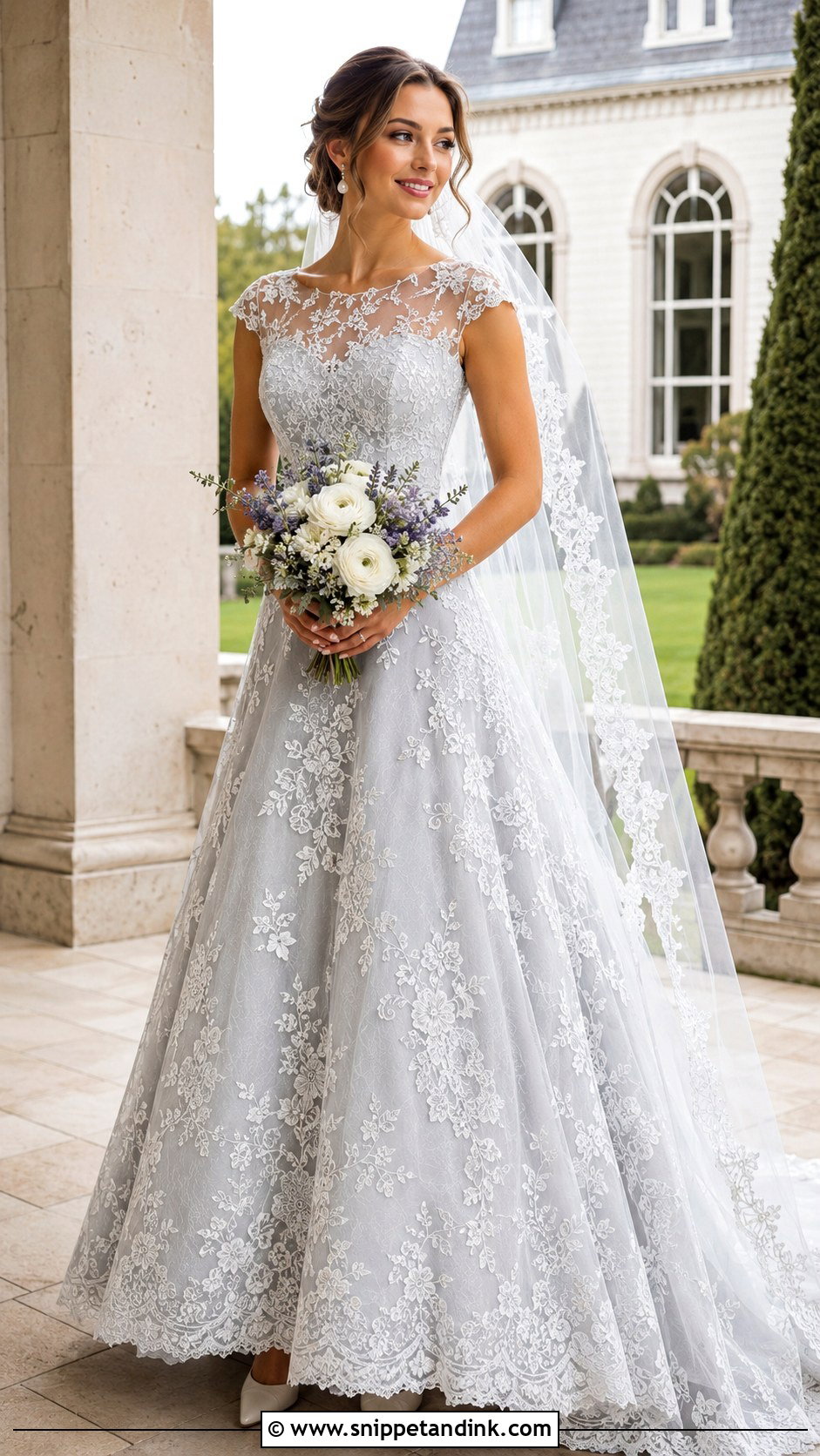 Dove Grey Lace Bridal Dress - Snippet and Ink - 20 Grey Bridal Dress Ideas