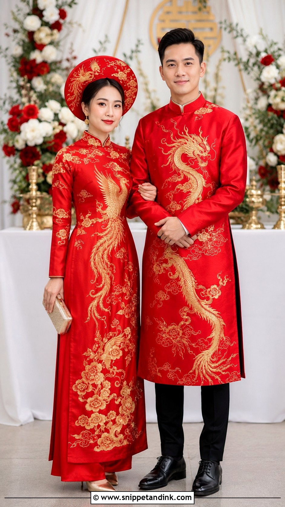 Dragon And Phoenix Ao Dai Wedding Dress - Snippet and Ink - 20 Ao Dai Wedding Dress Ideas