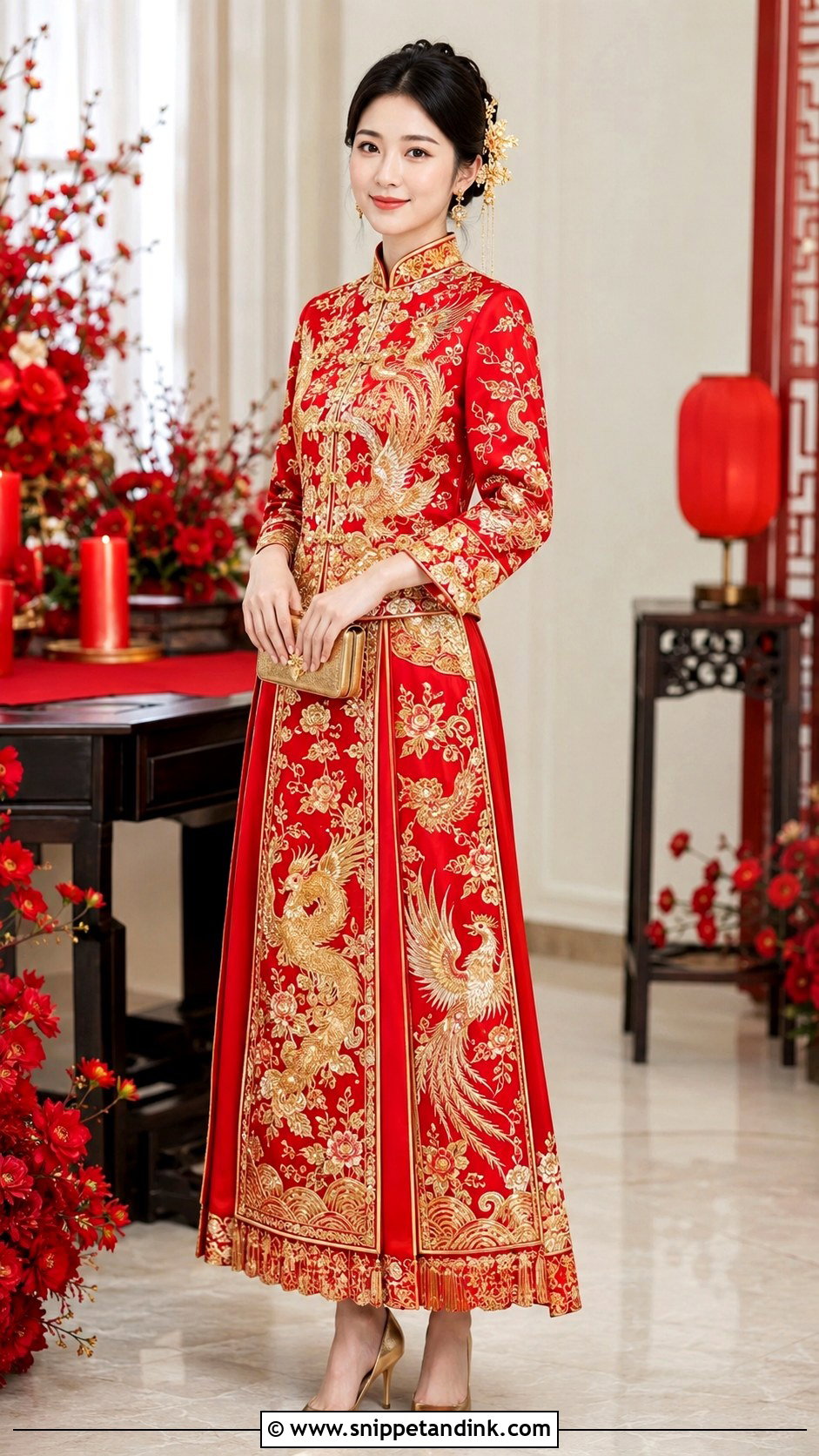 Dragon And Phoenix Qun Kwa Chinese Wedding Outfit - Snippet and Ink - 20 Chinese Wedding Outfits