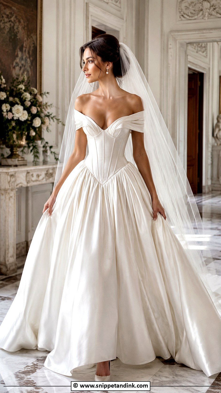 Dramatic Basque Waist Wedding Dress - Snippet and Ink - 30 Dramatic Wedding Dress Ideas