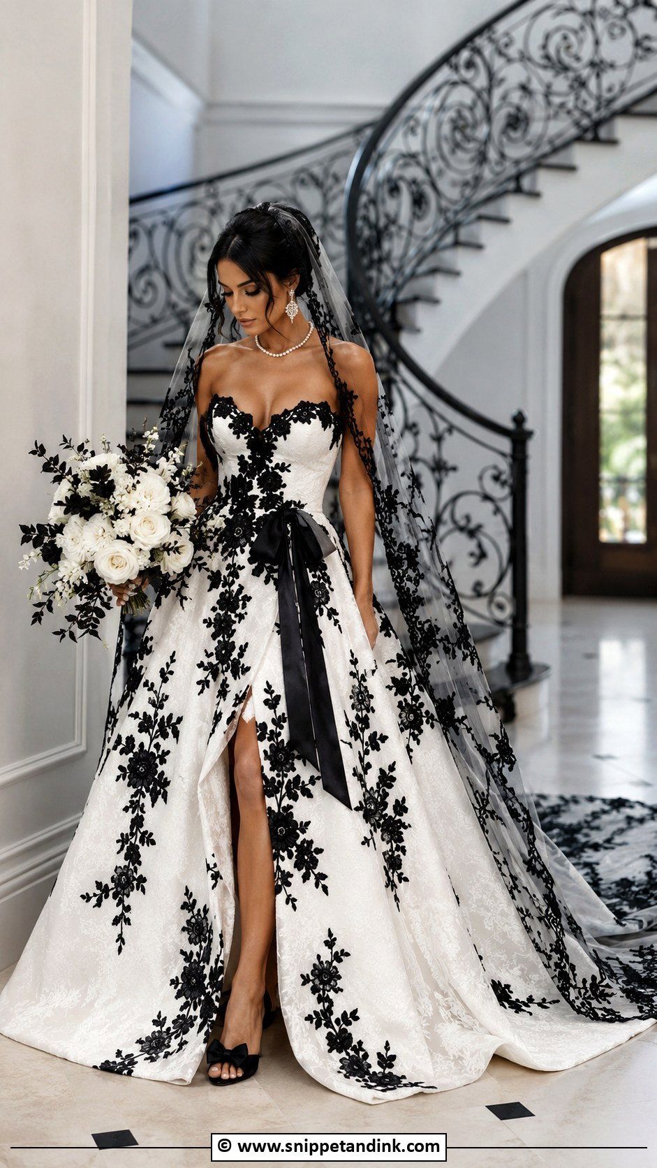 Dramatic Black And White Wedding Dress - Snippet and Ink - 30 Mystical Wedding Dress Ideas