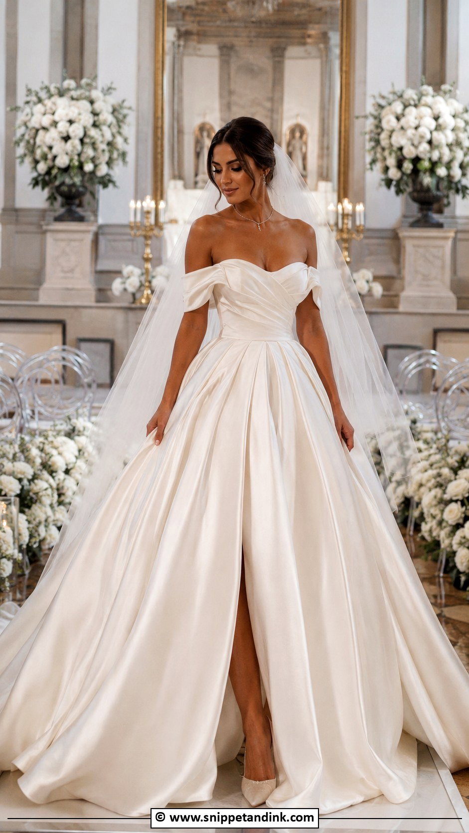 Dramatic Off Shoulder Wedding Dress - Snippet and Ink - 30 Dramatic Wedding Dress Ideas