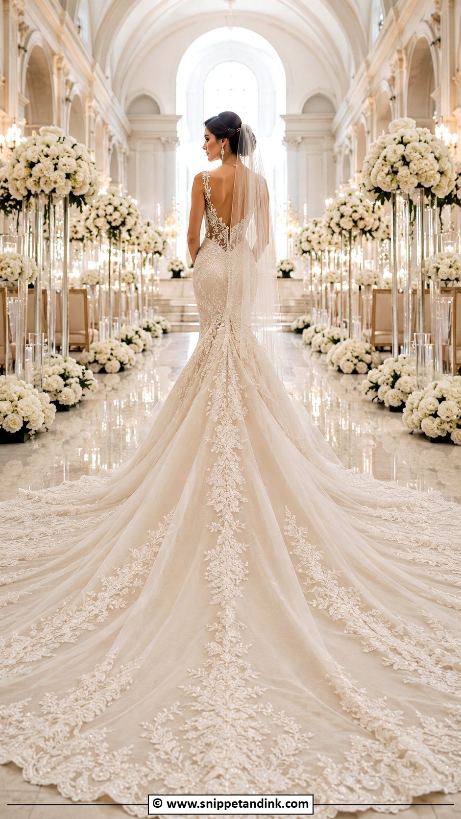 Dramatic Train Wedding Dress - Snippet and Ink - 25 Glam Wedding Dress Ideas