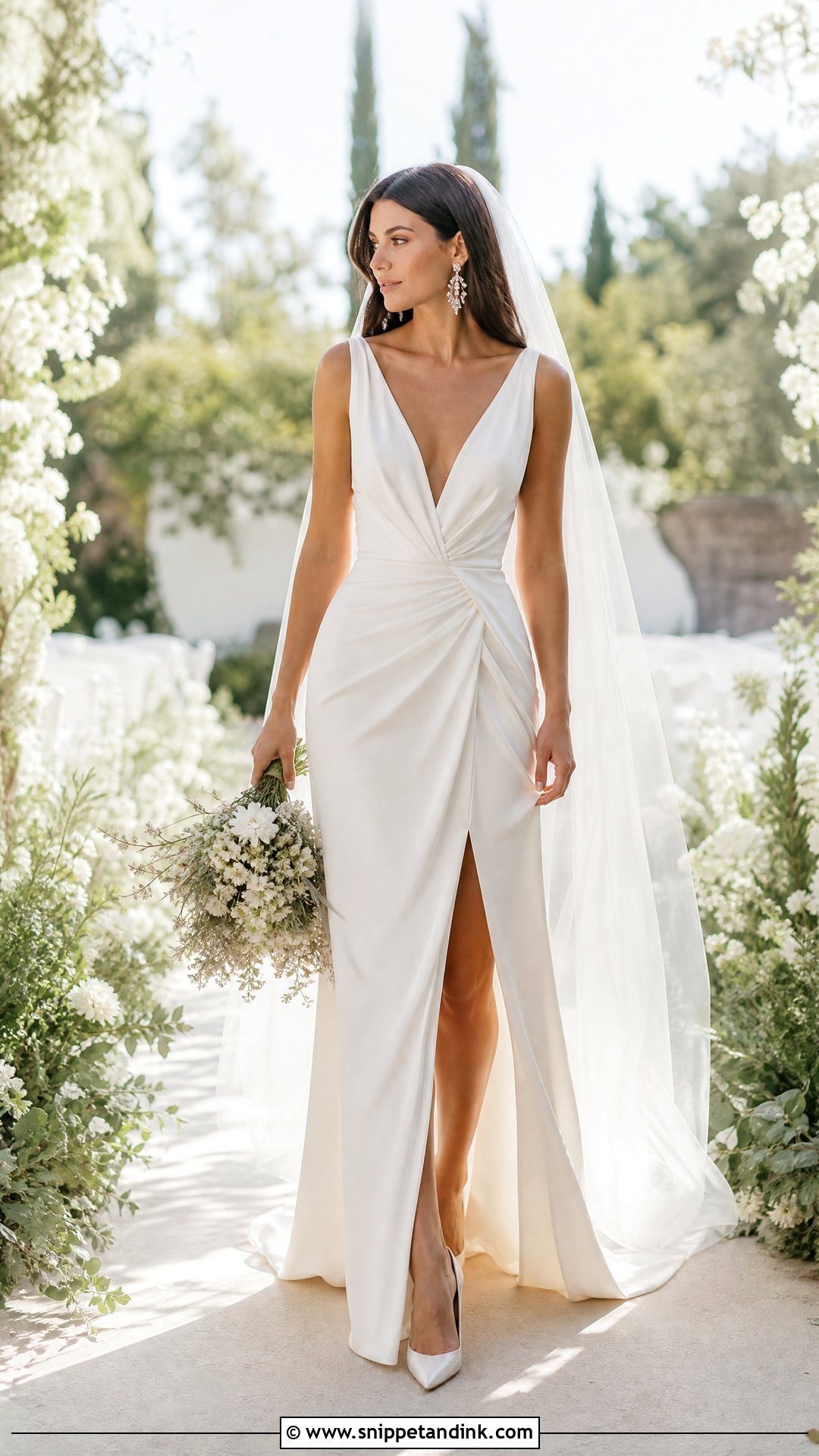 Draped A Line Soft Dramatic Wedding Dress - Snippet and Ink - 20 Soft Dramatic Wedding Dress Ideas