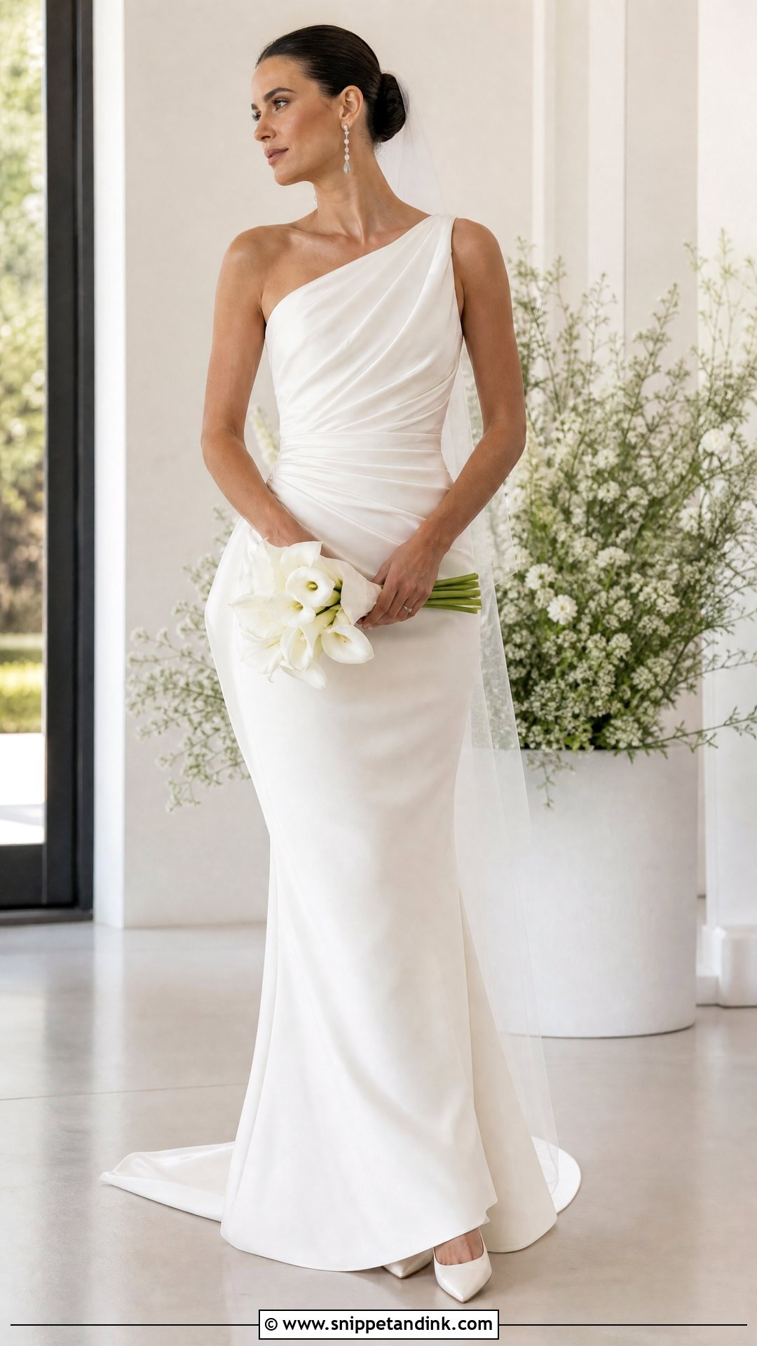 Draped Asymmetrical Wedding Dress - Snippet and Ink - 20 Wedding Dresses for Small Chest