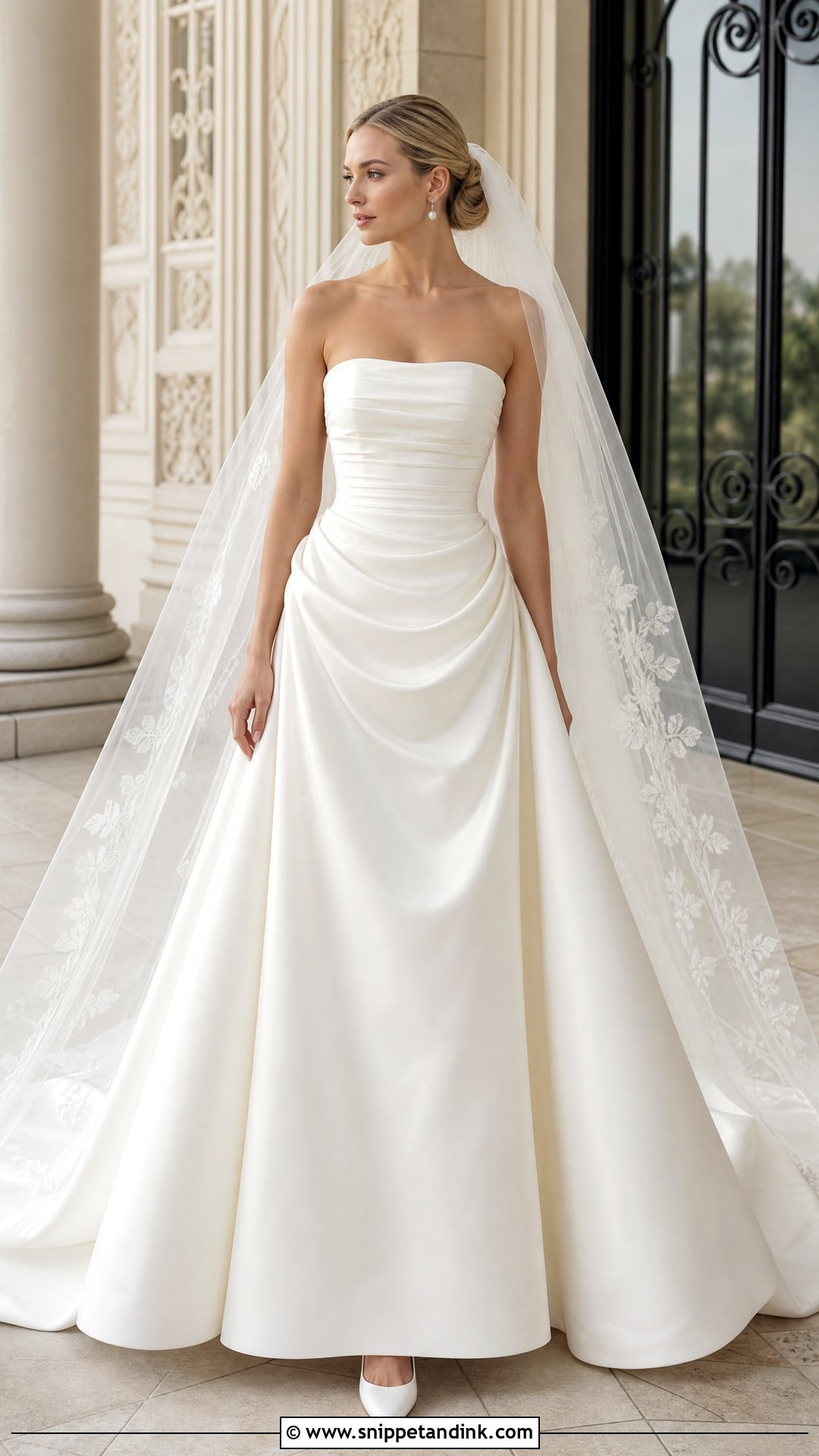Draped Basque Waist Wedding Dress - Snippet and Ink - 25 Draped Wedding Dress Ideas